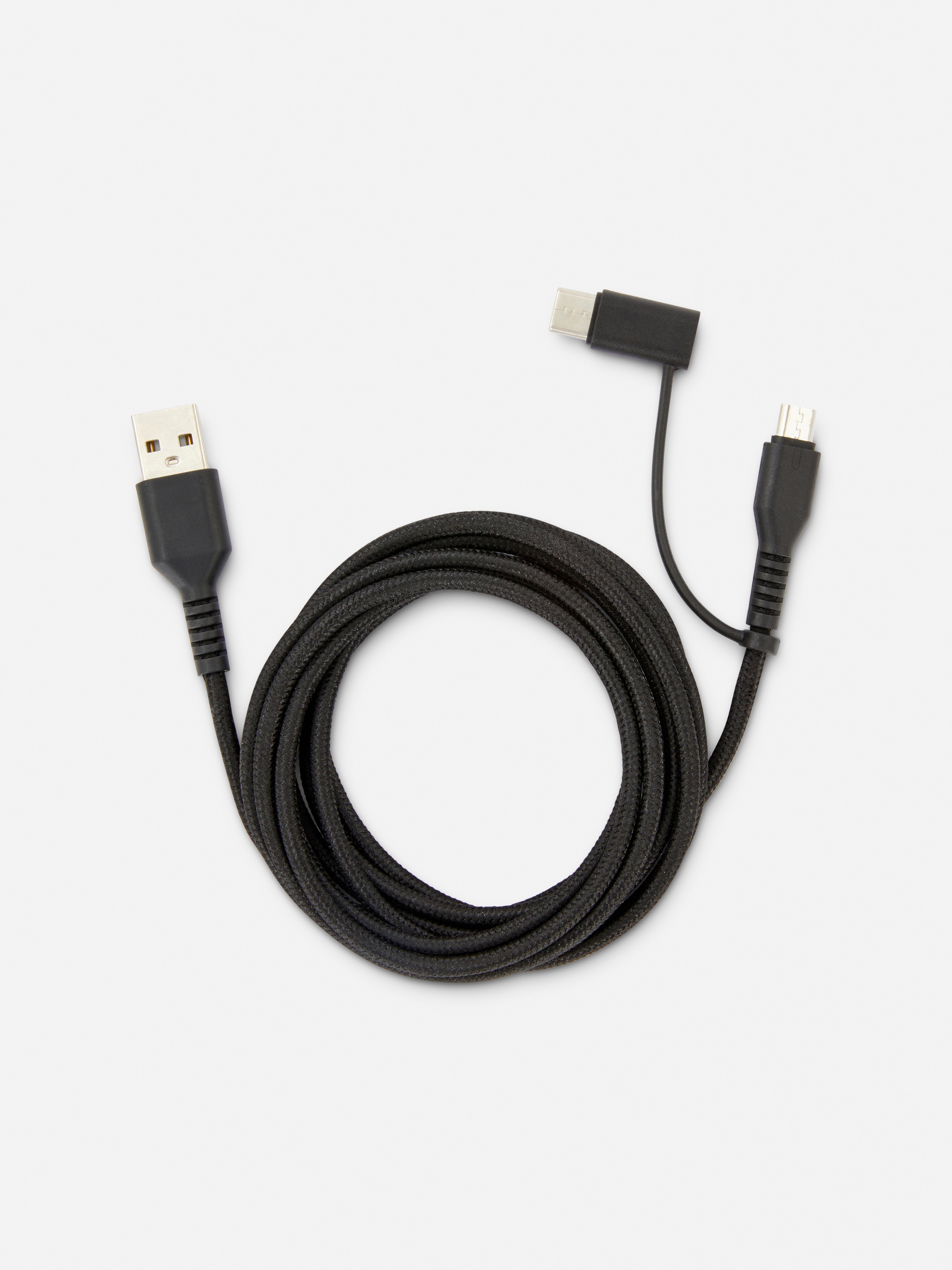 Two Meter Dual Charging Cord Black