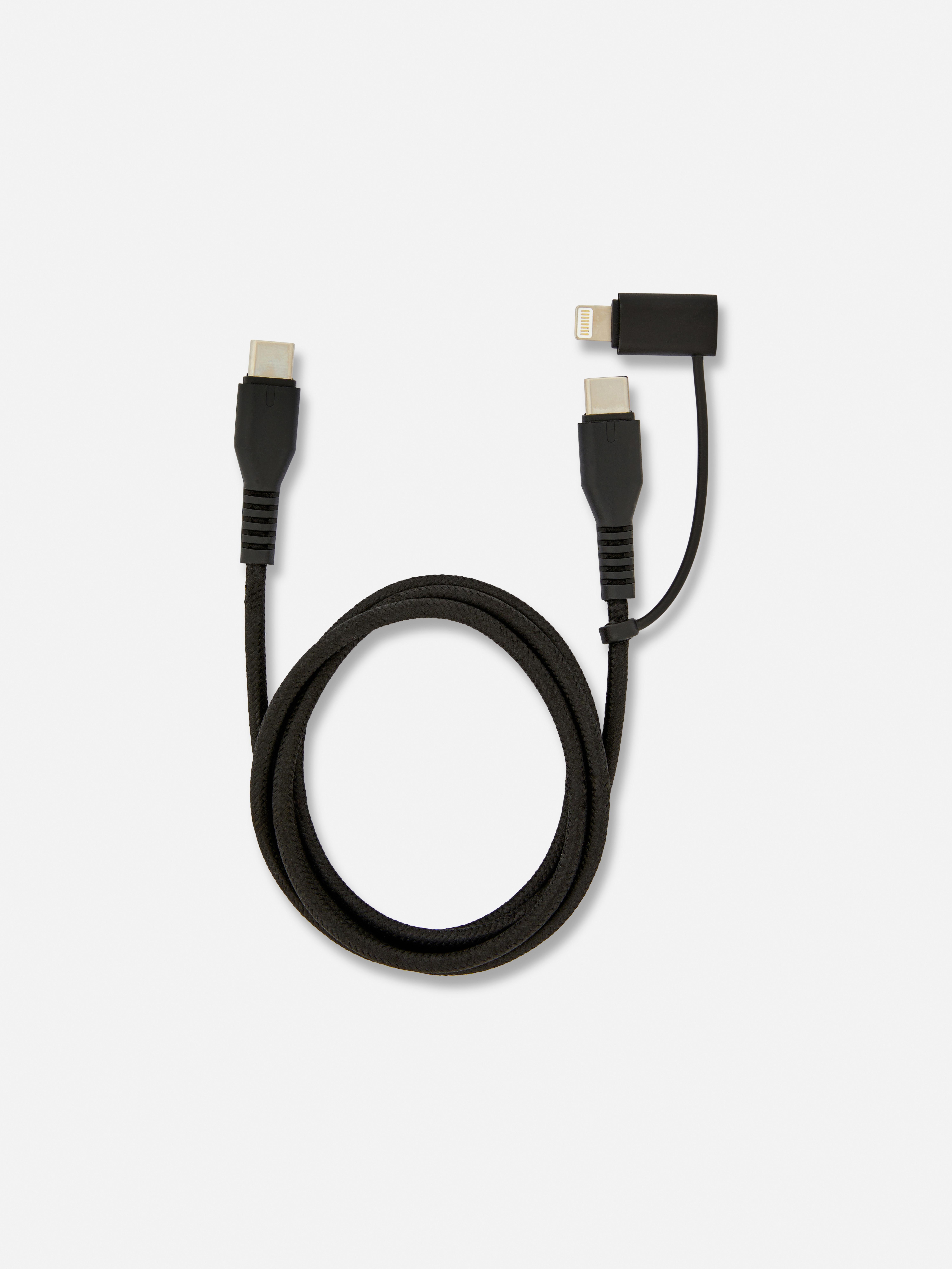 1m USB and USB-C Cable Black