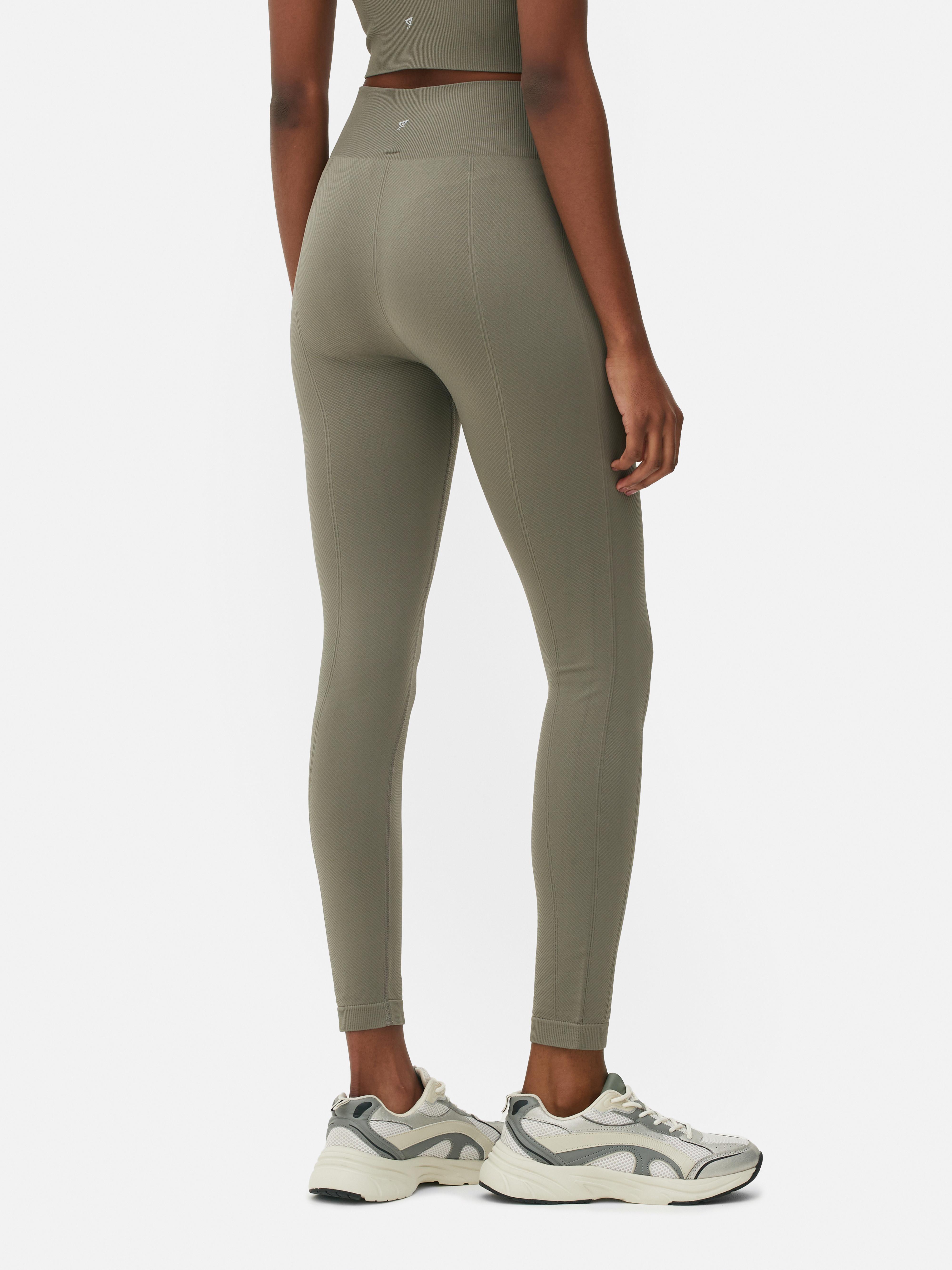 Womens Khaki Seamless Chevron Leggings