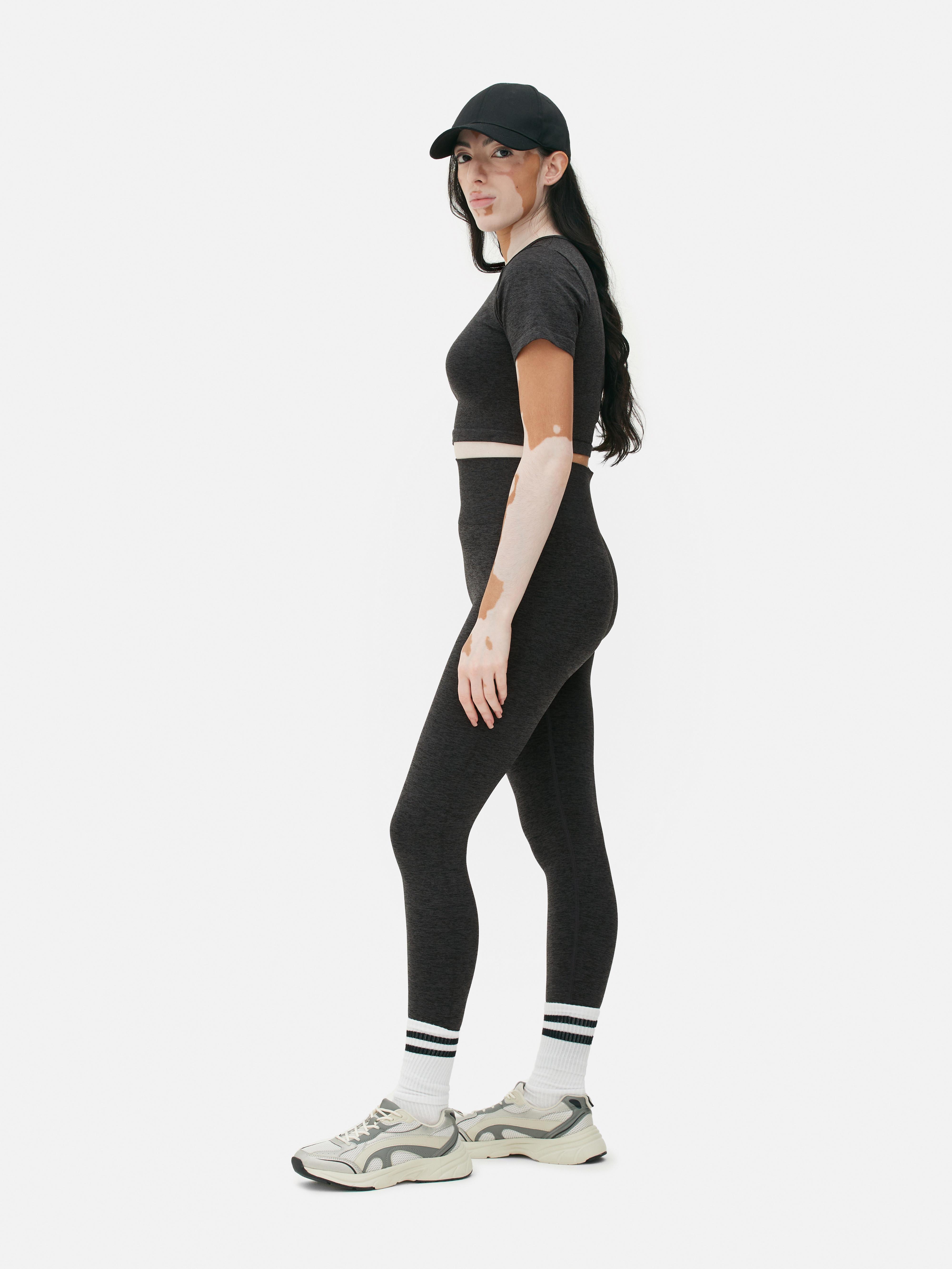 Womens Black Performance Marl Leggings