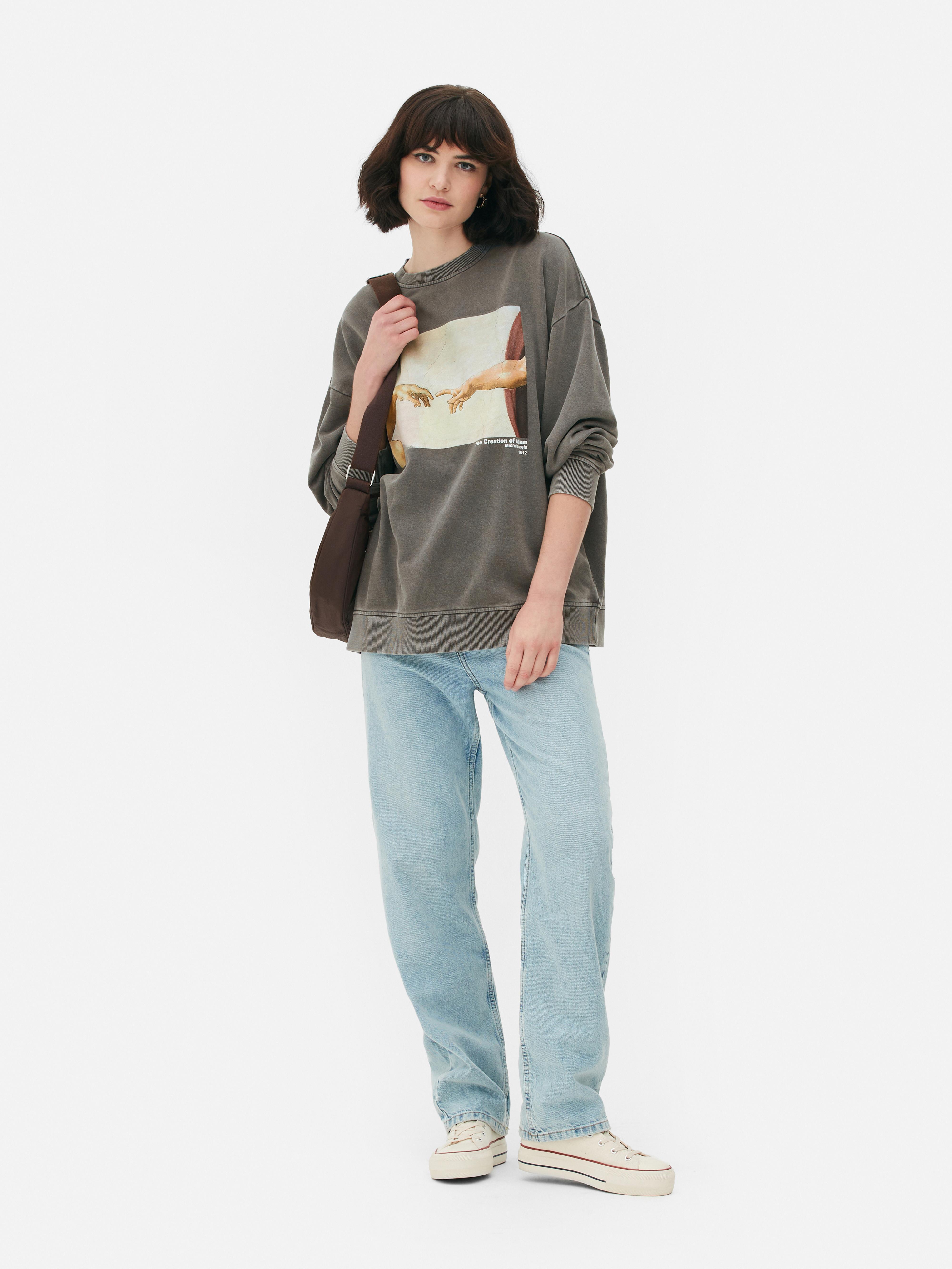 Sweatshirt met Michelangelo-print