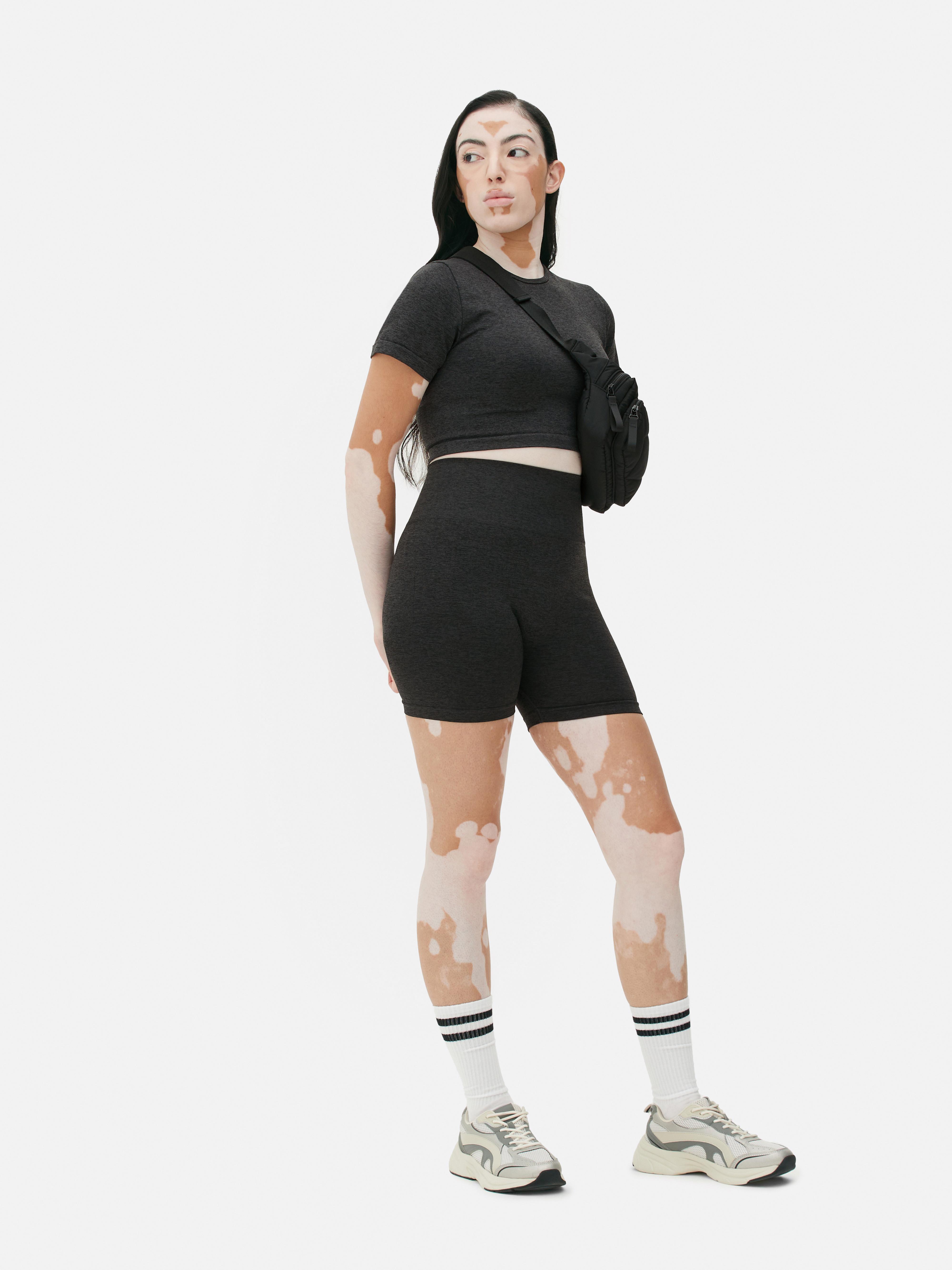 Womens Black Marl Performance Shorts