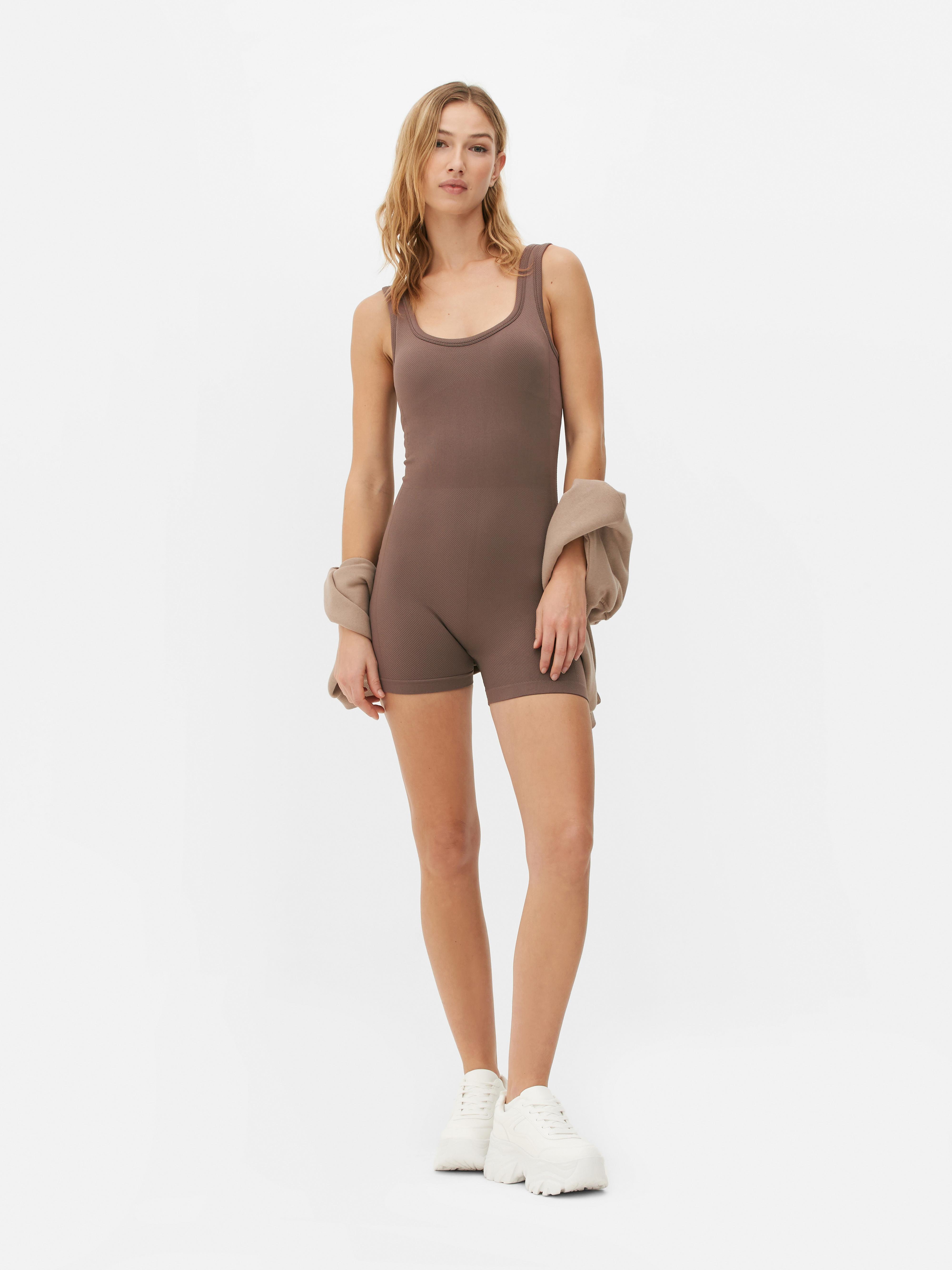 Womens Mocha Paula Echevarría Performance Short Unitard