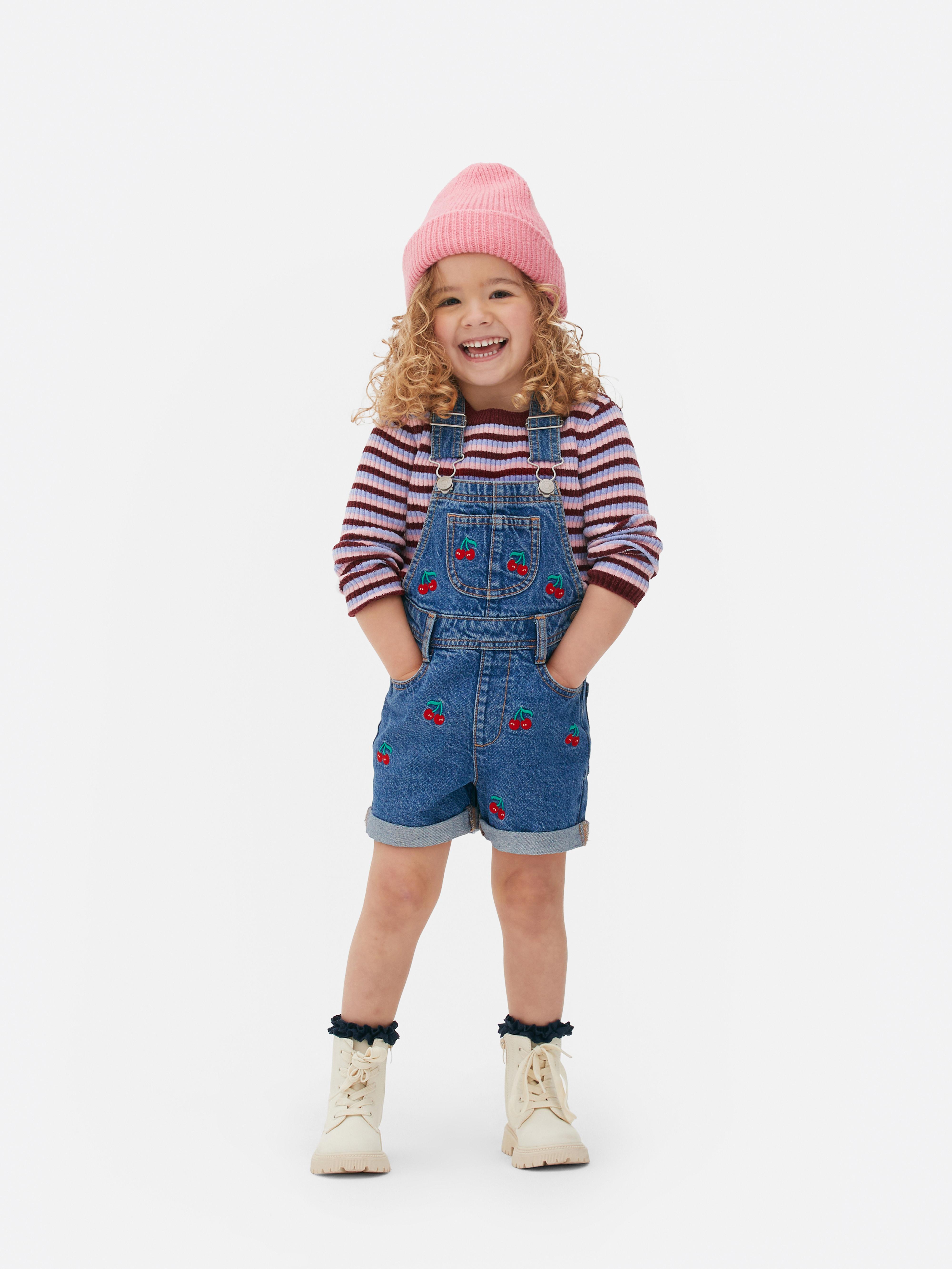 Kids Toddler Baby Girl Suspender Overall Flared Denim Jeans