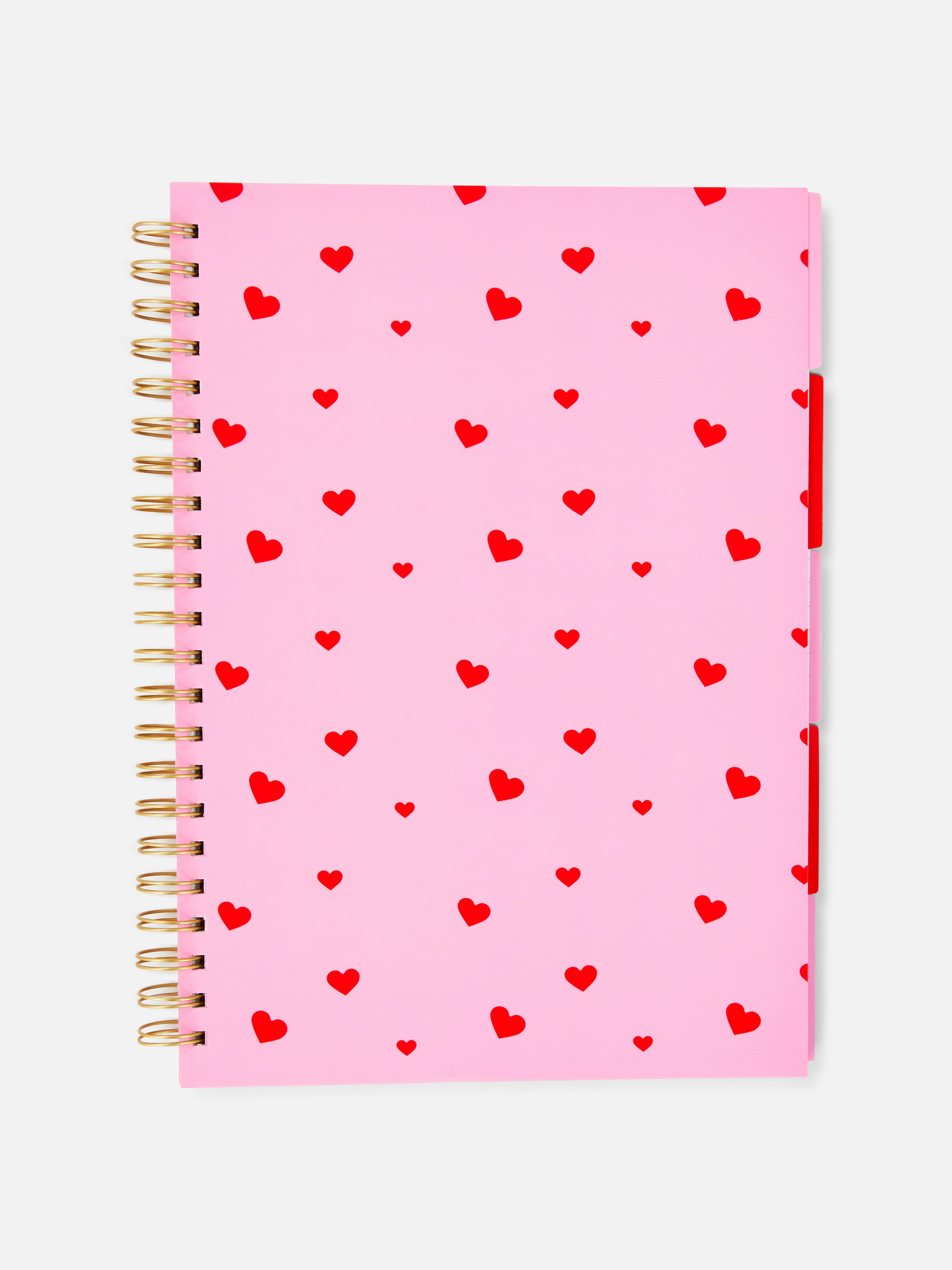 A4 Hearts Spiral Bound Notebook With Tabs