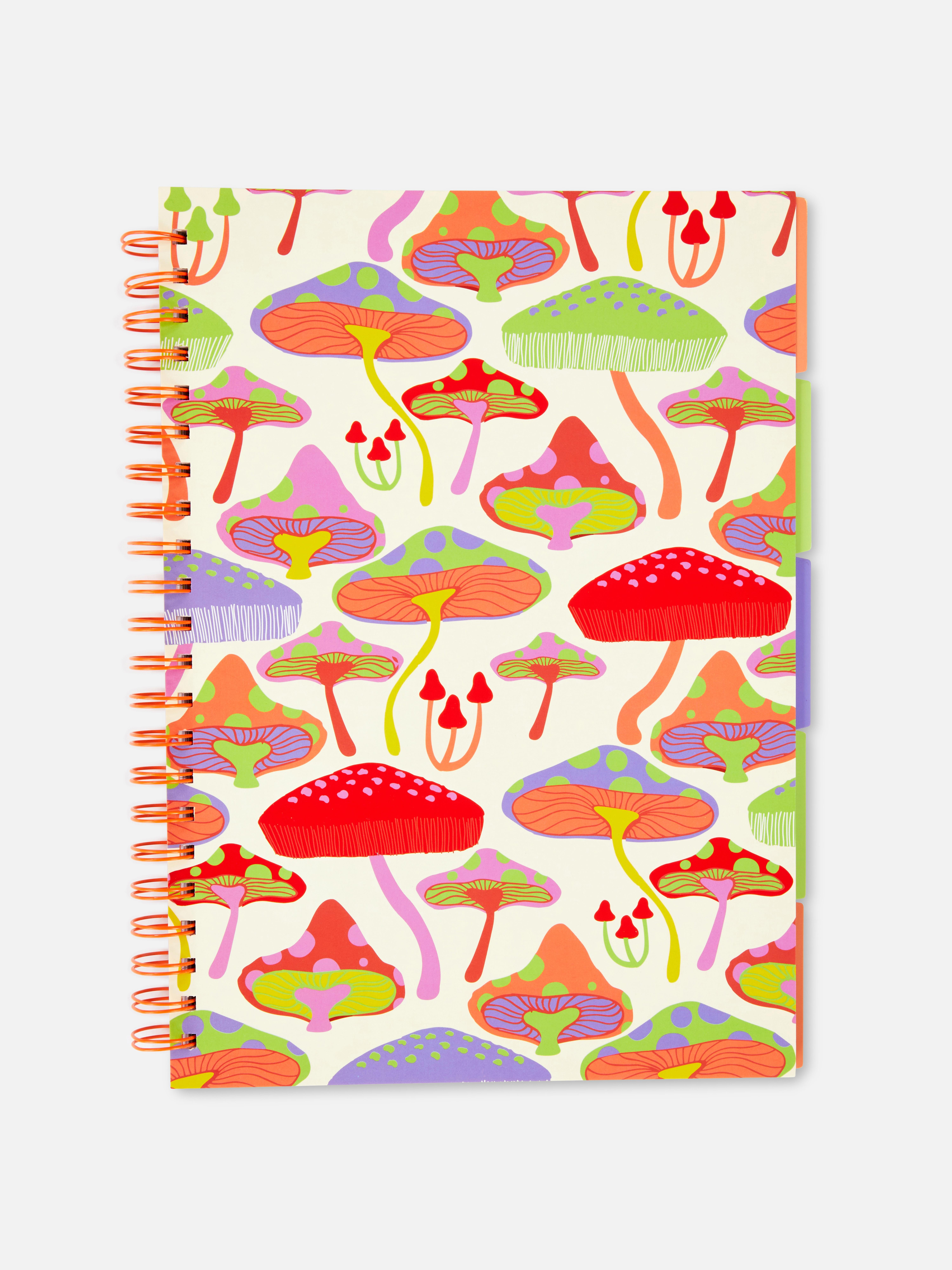 Colourful Mushroom Print A4 Notebook
