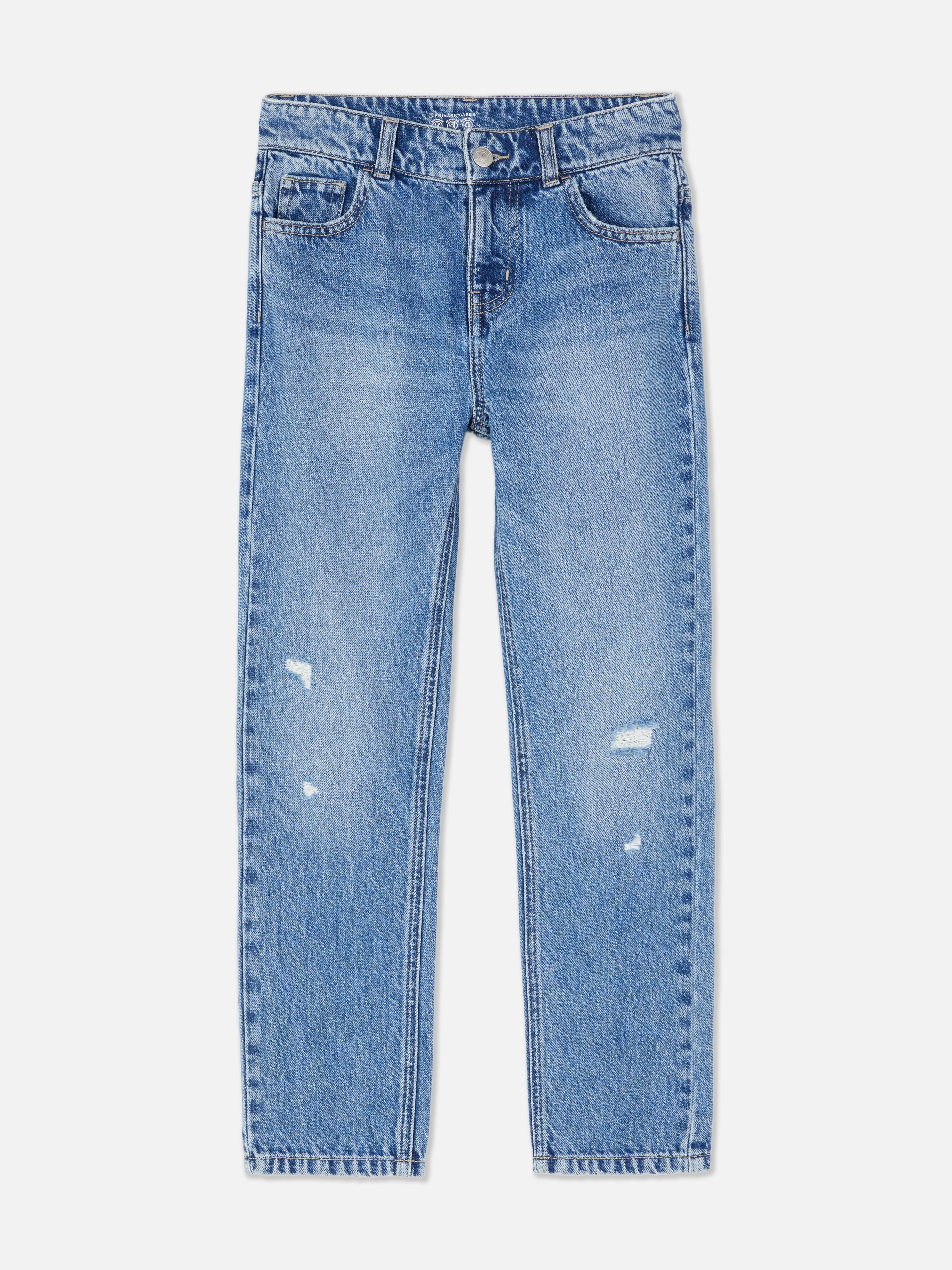 Denim-Jeans im Used-Look mit geradem Bein