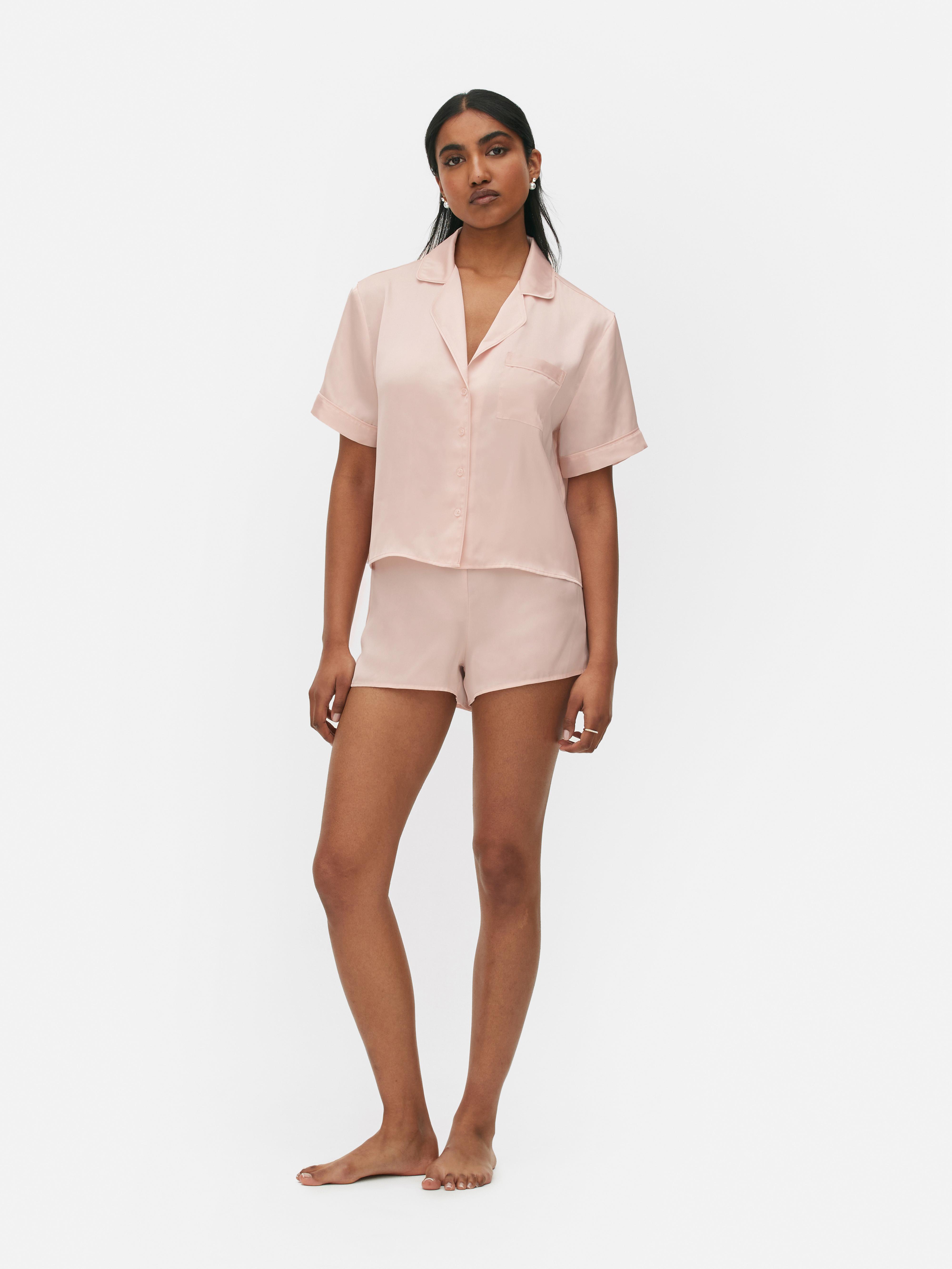 Bridal Satin Short Sleeve Shirt Pyjamas