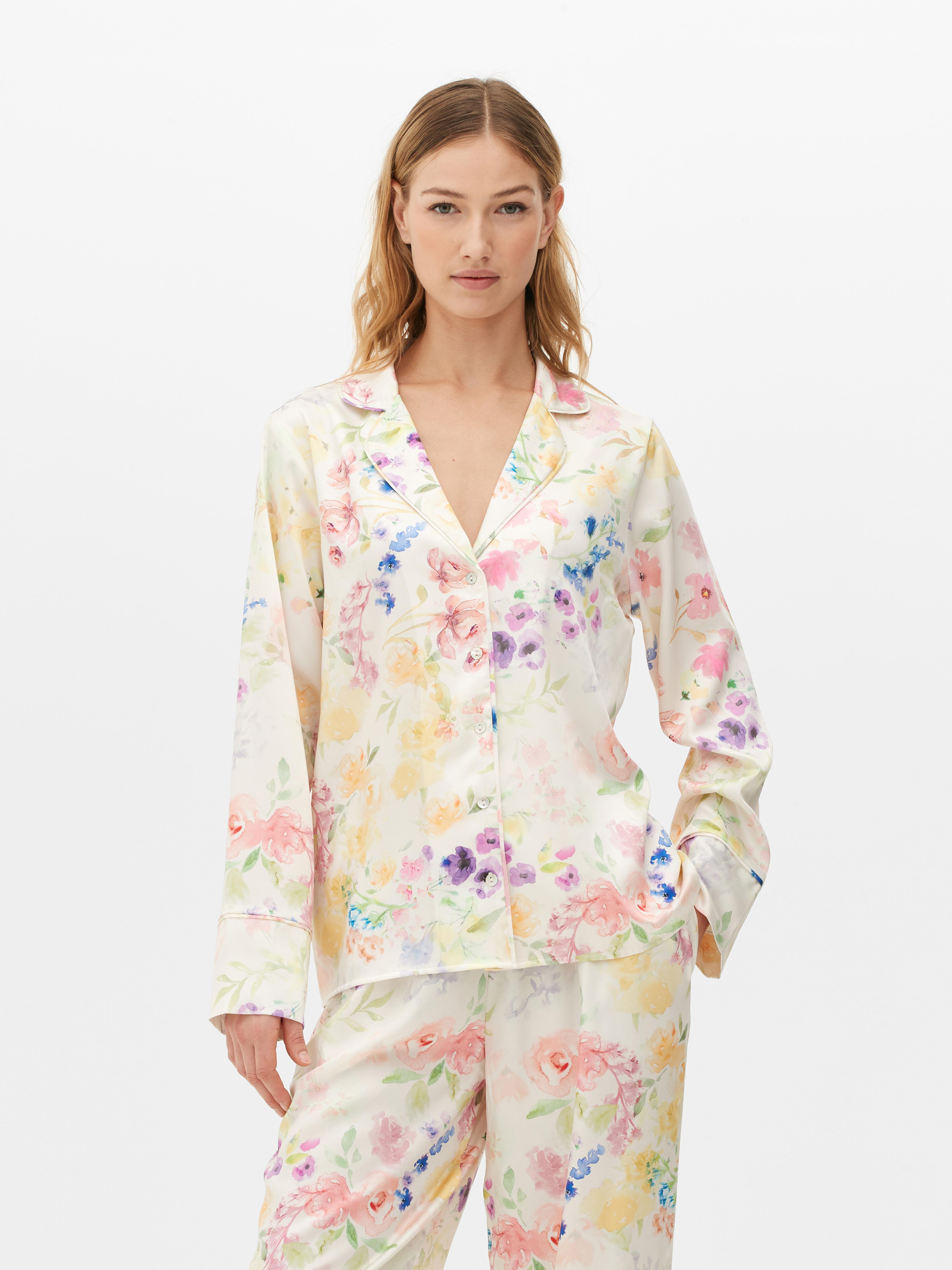 Free People Pillow Talk Floral Printed Button-Front Satin Pajama