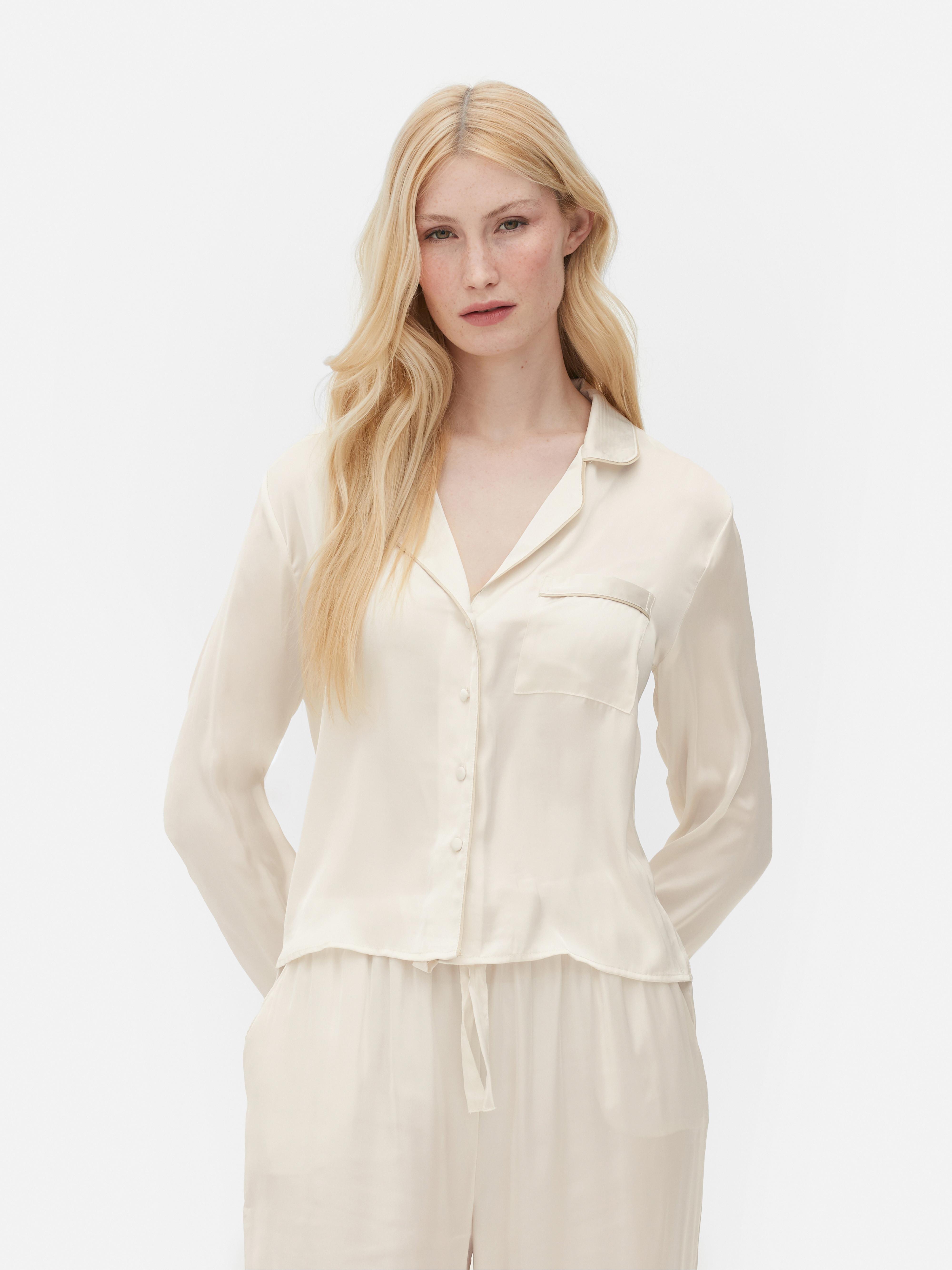 Womens Ivory Satin Pyjama Nightshirt | Primark