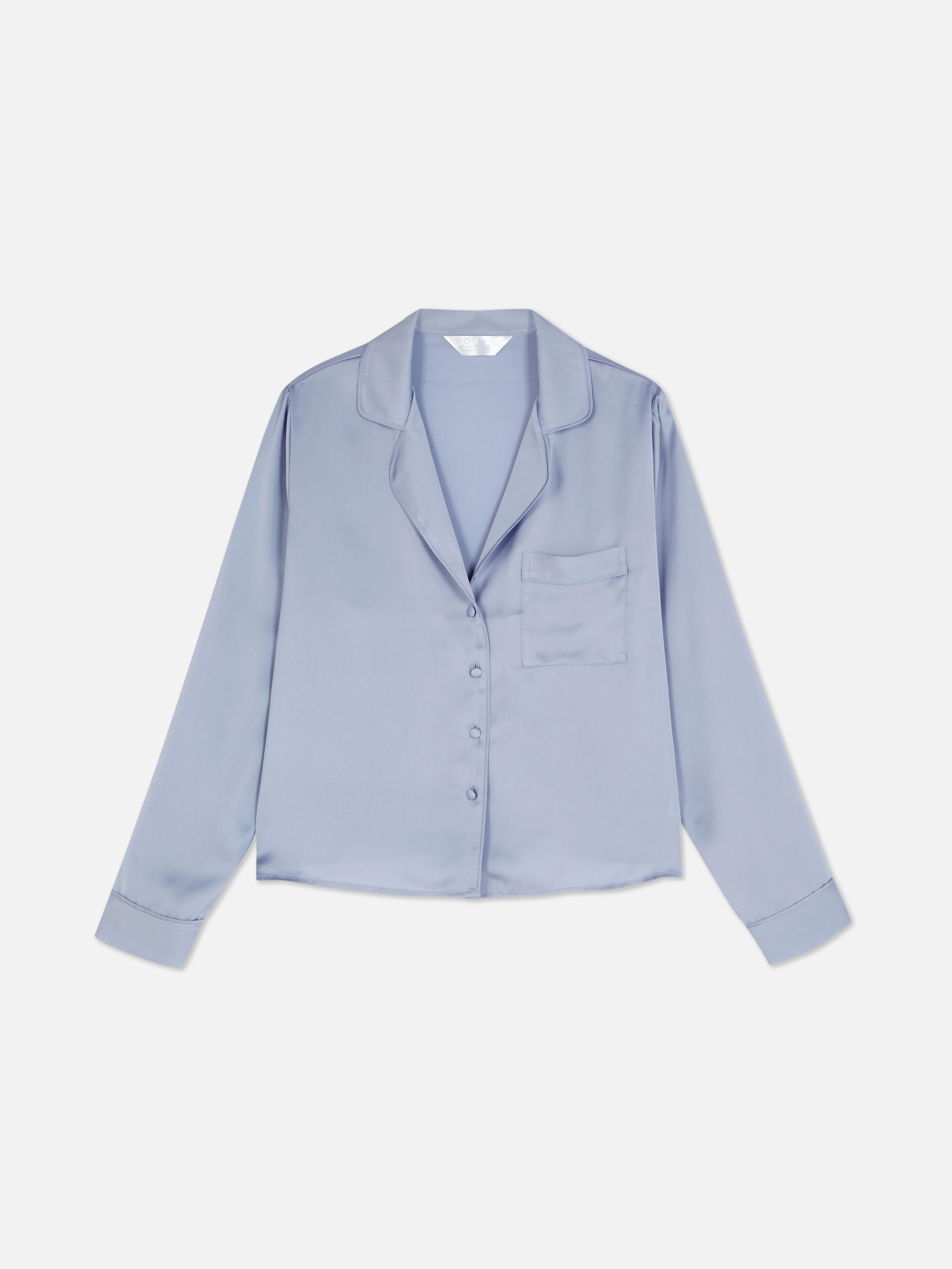 Women's Blue Satin Pajama Shirt | Primark