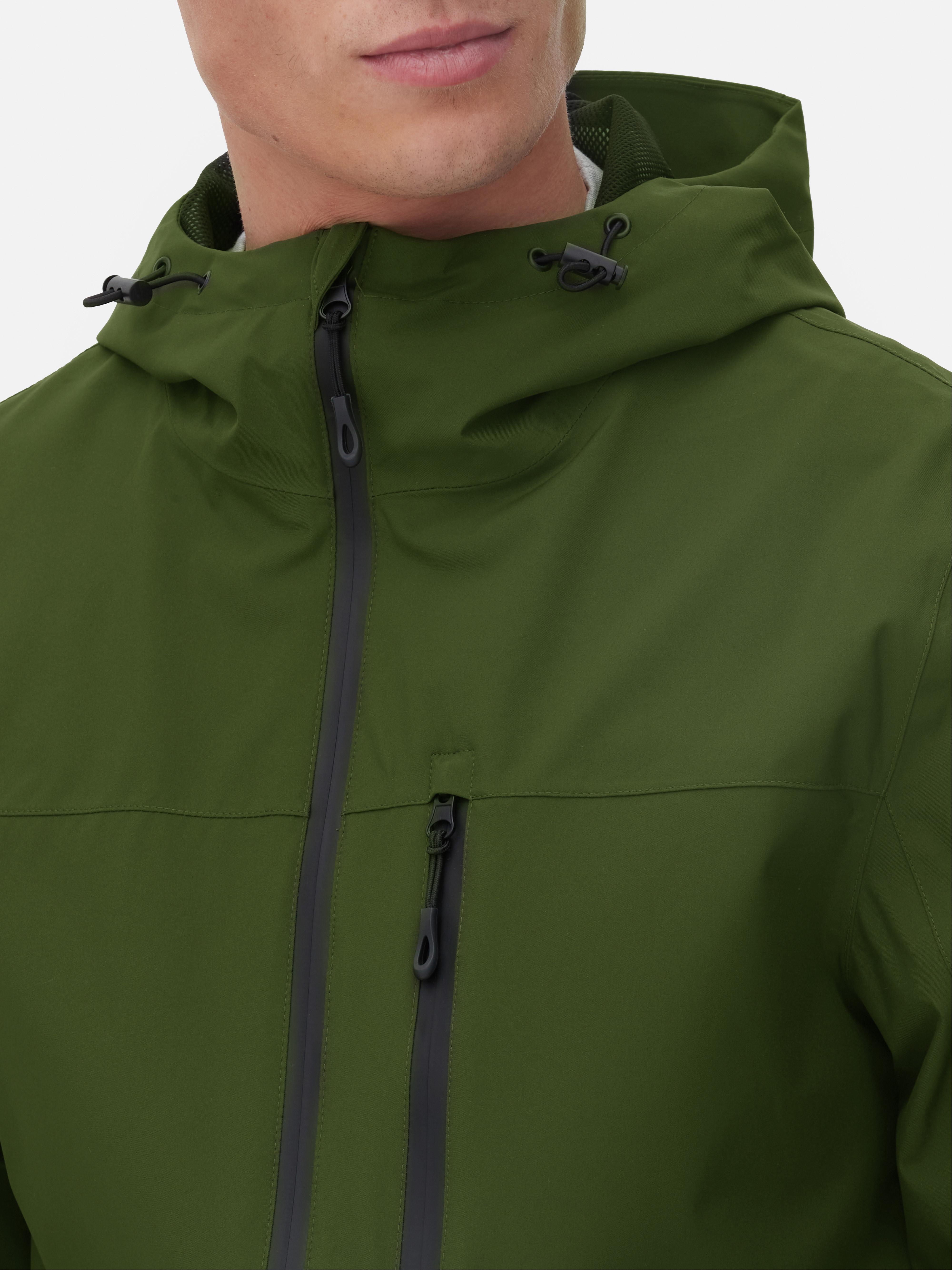 Mens Khaki Essential Hooded Rain Jacket Primark