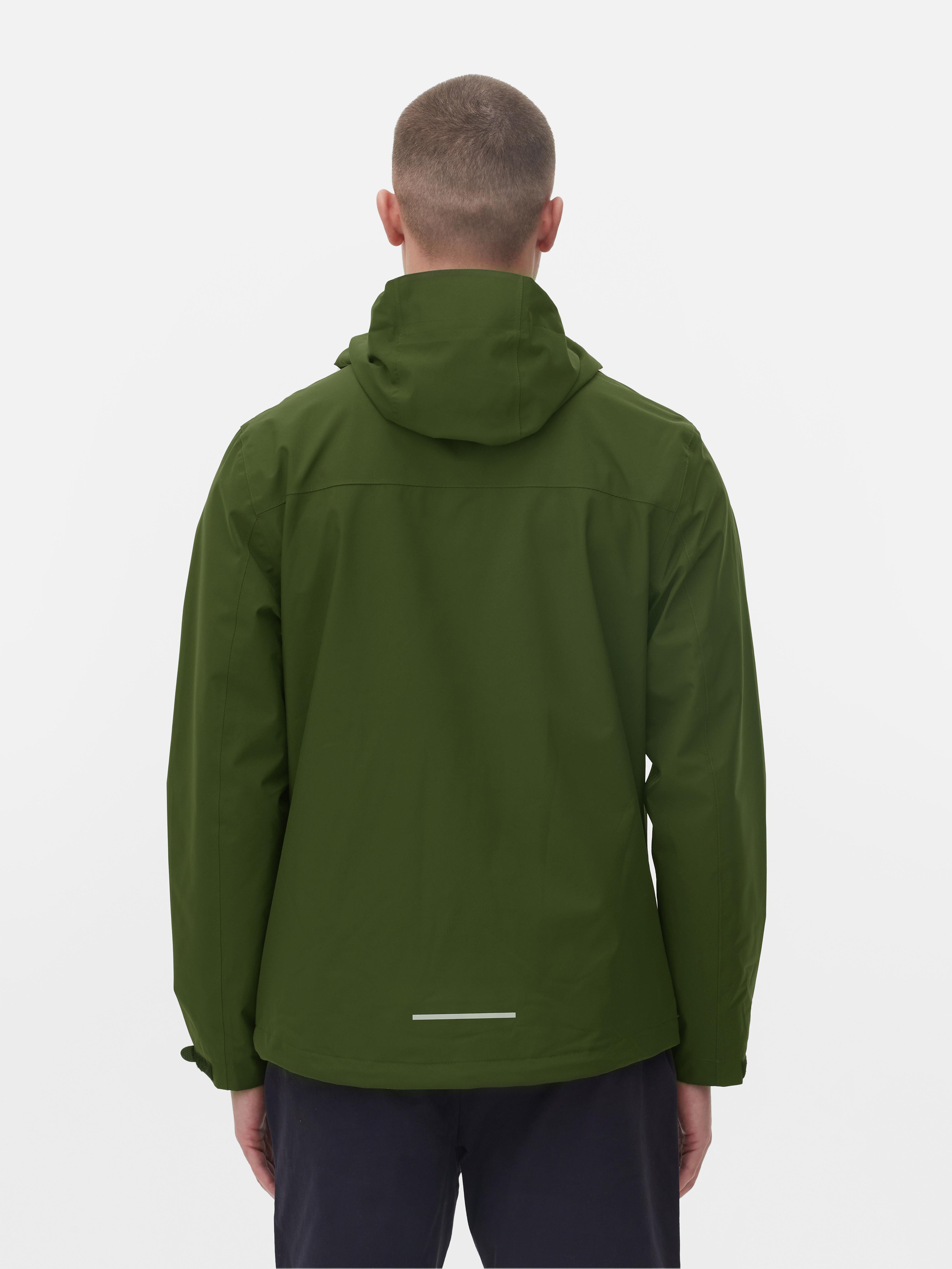 Mens Khaki Essential Hooded Rain Jacket Primark
