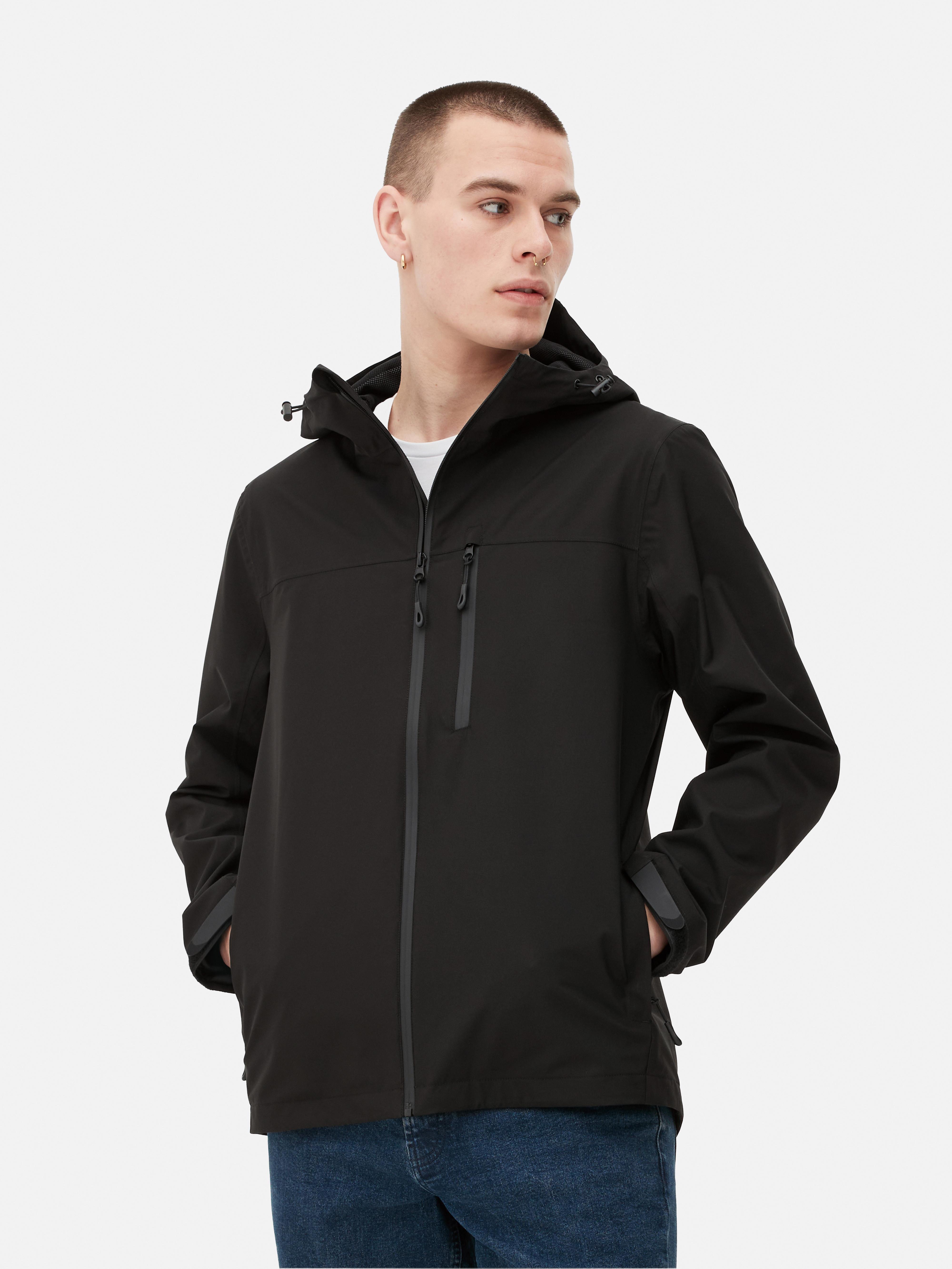 Mens Black Essential Hooded Rain Jacket Primark