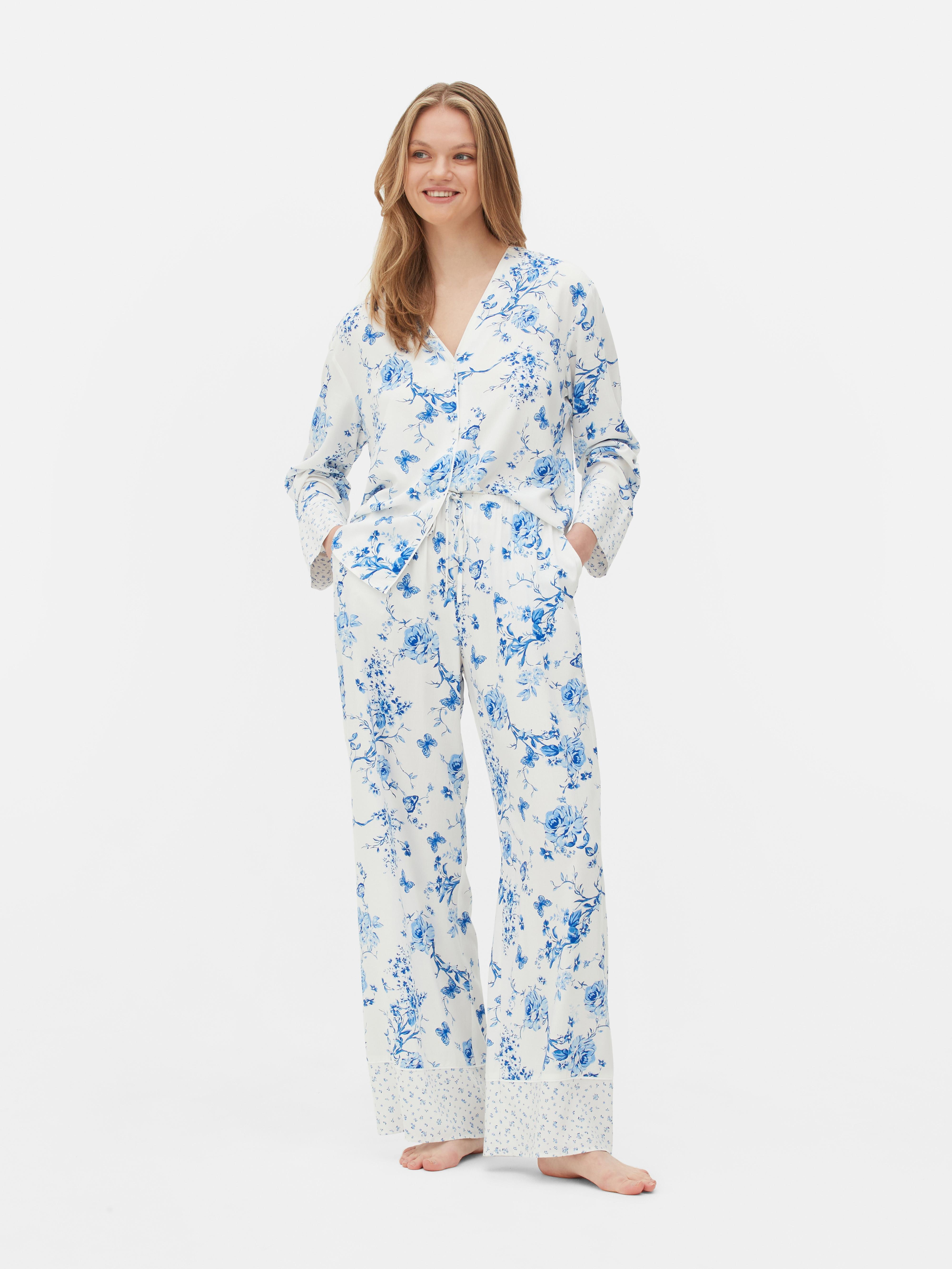Bas de pyjama large à imprimé fleuri