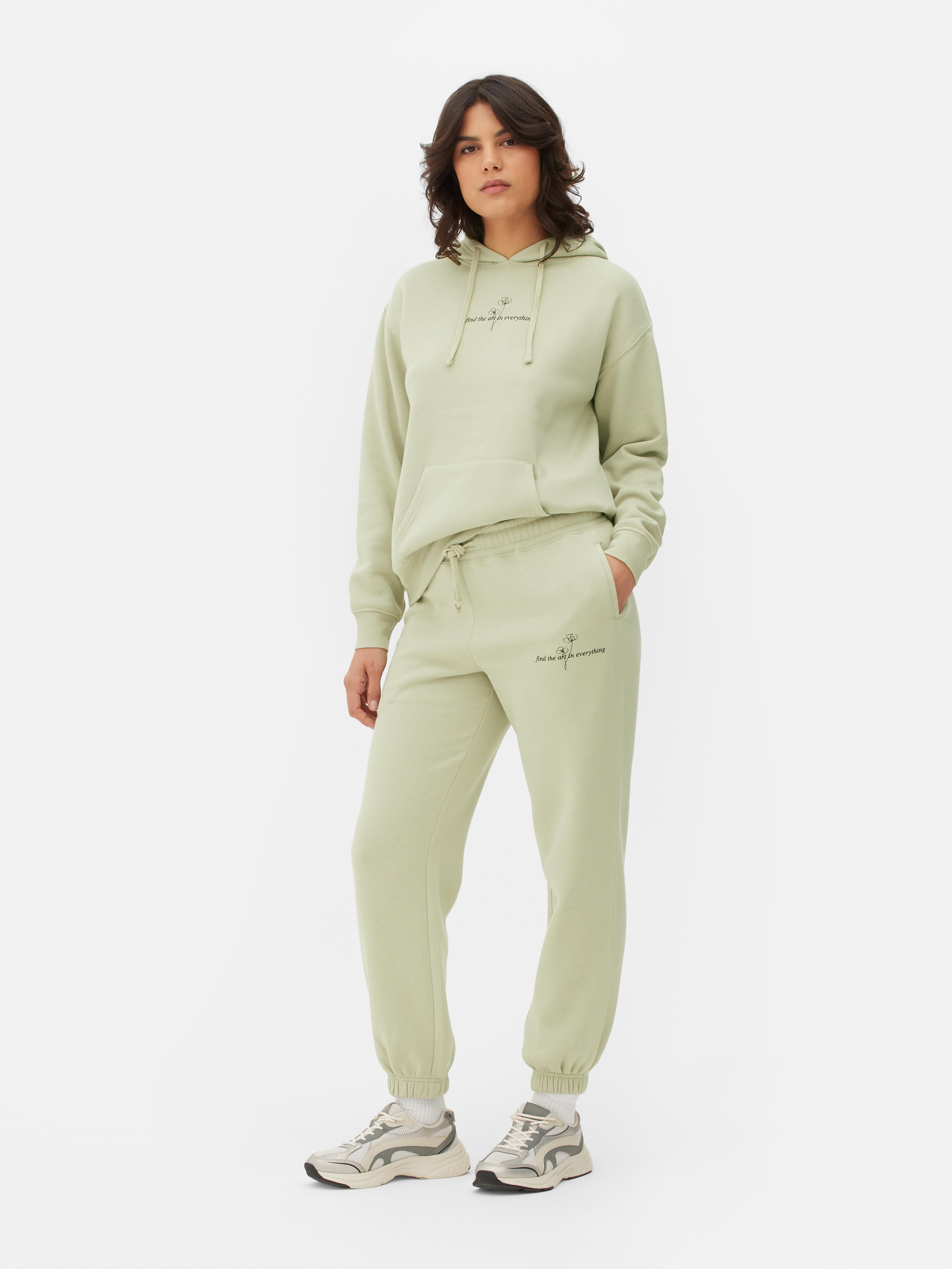 Womens Green Co-ord Graphic Drawstring Joggers