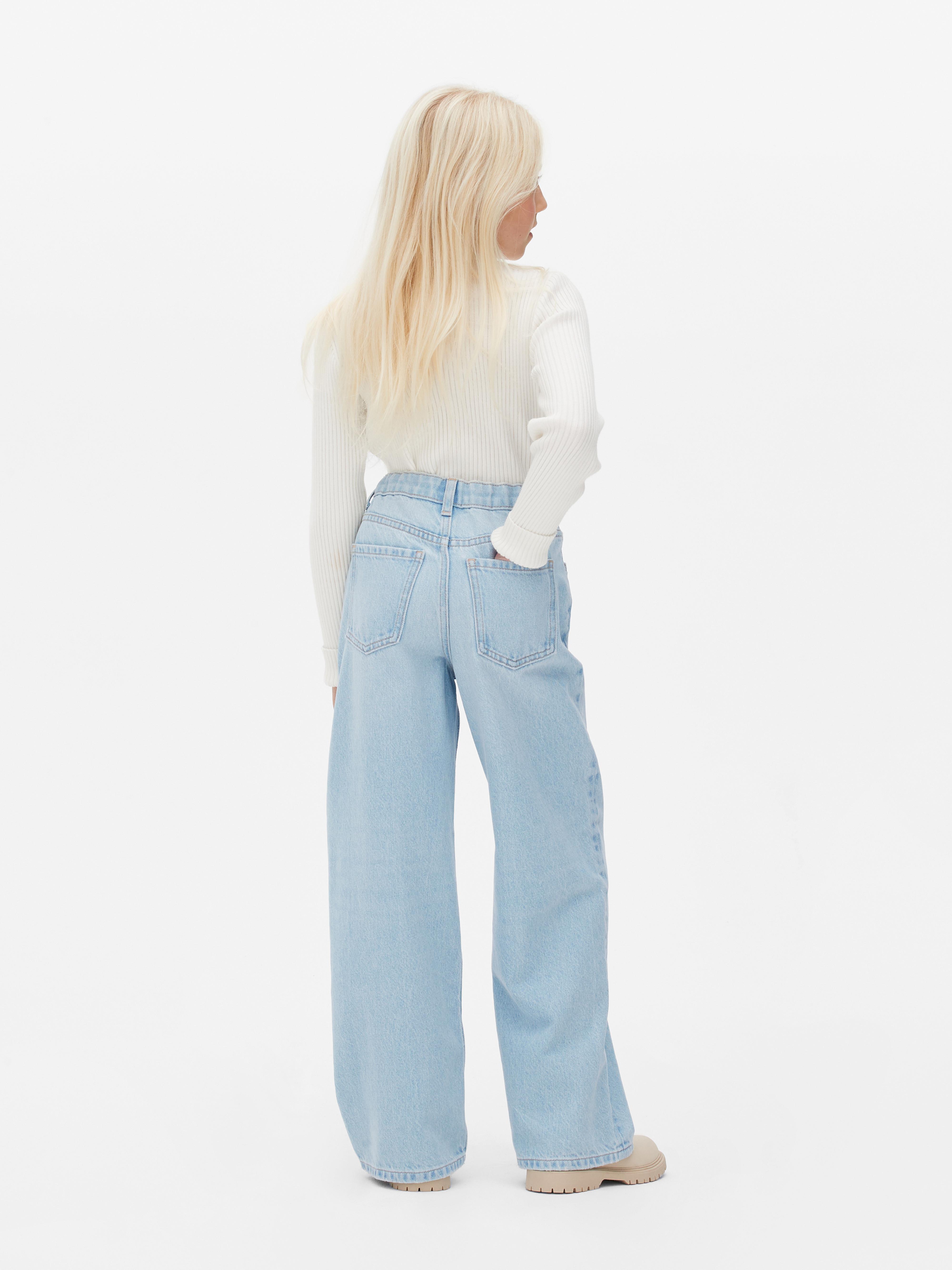 Girls Light Blue Wide Leg Denim Jeans Primark