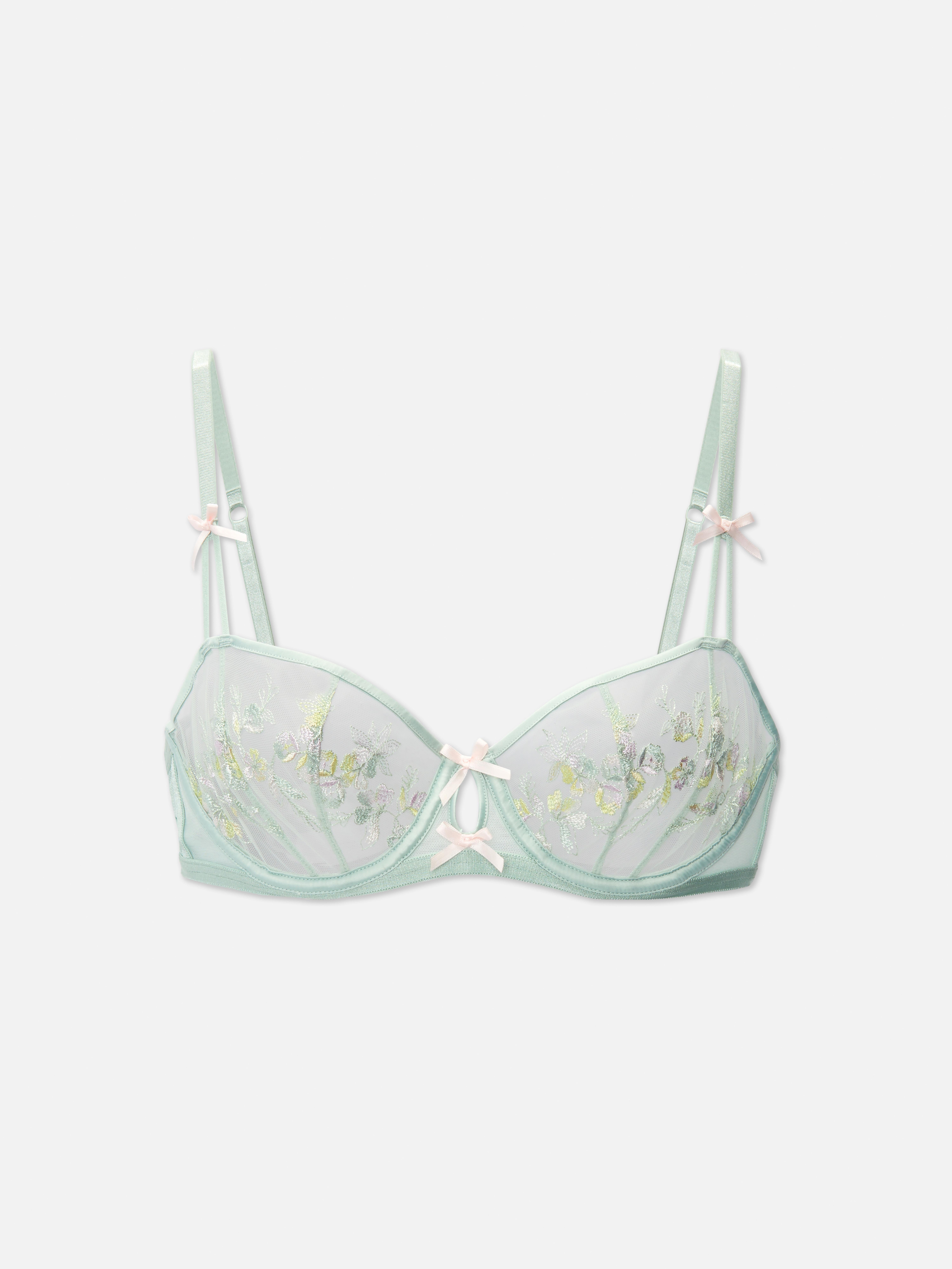 Green Floral Embroidery Lace Cup Lingerie Set – Hello.LA.Girl