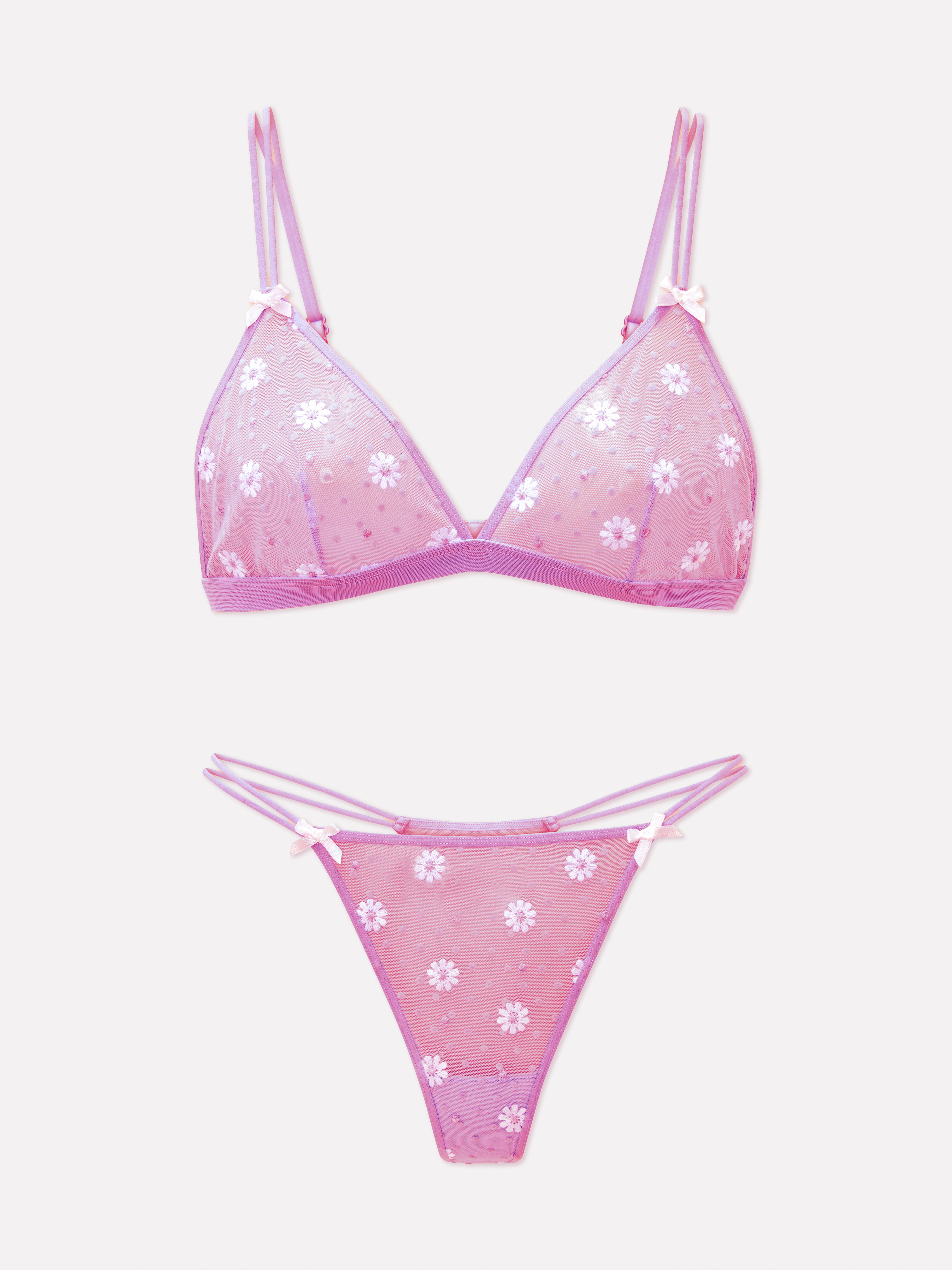 Bubblegum Triangle Bralette  Cute Playful Pink Star Silk Lingerie Bra –  Evgenia LLC