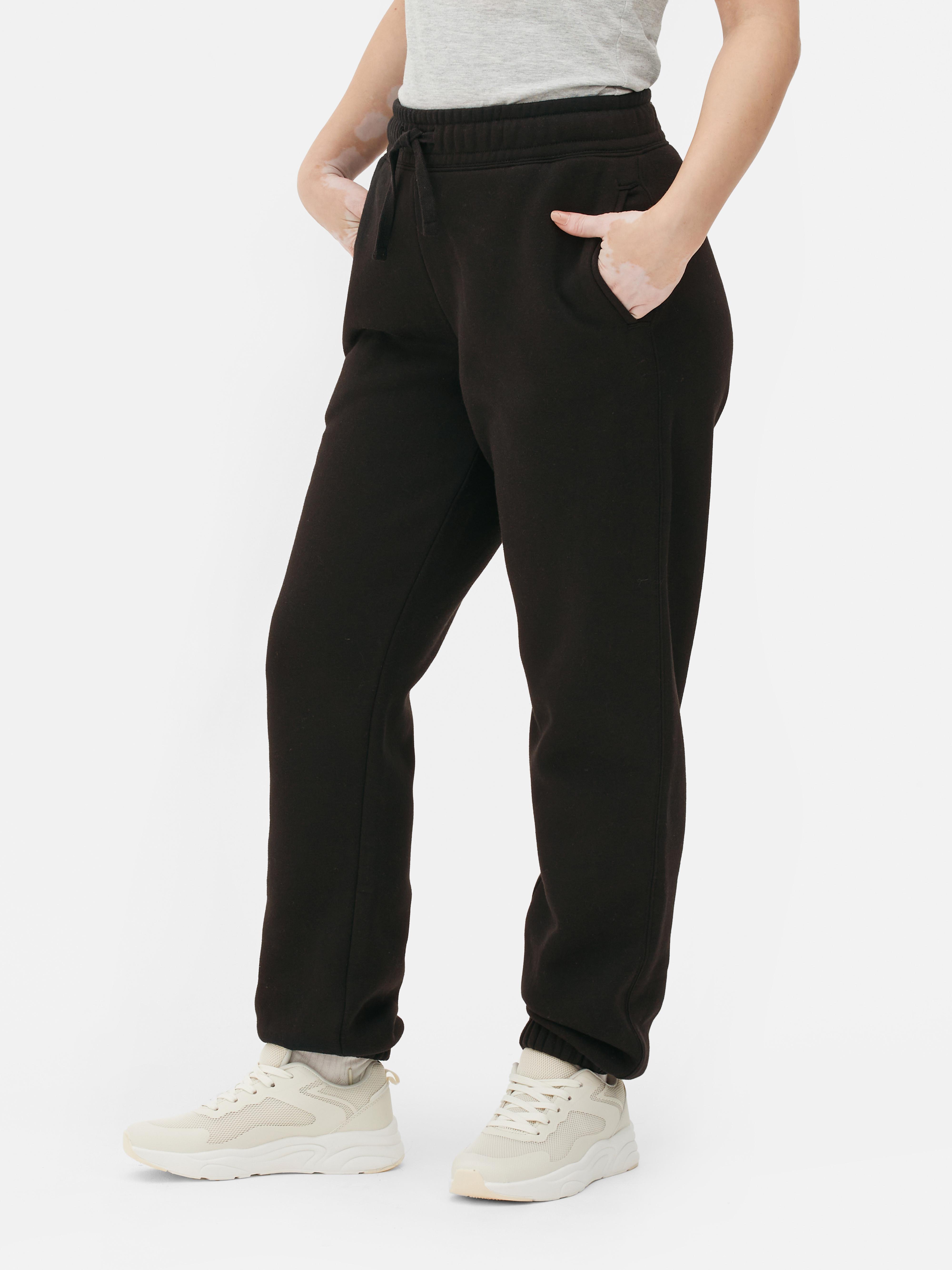 Womens Black Regular Fit Cuffed Joggers