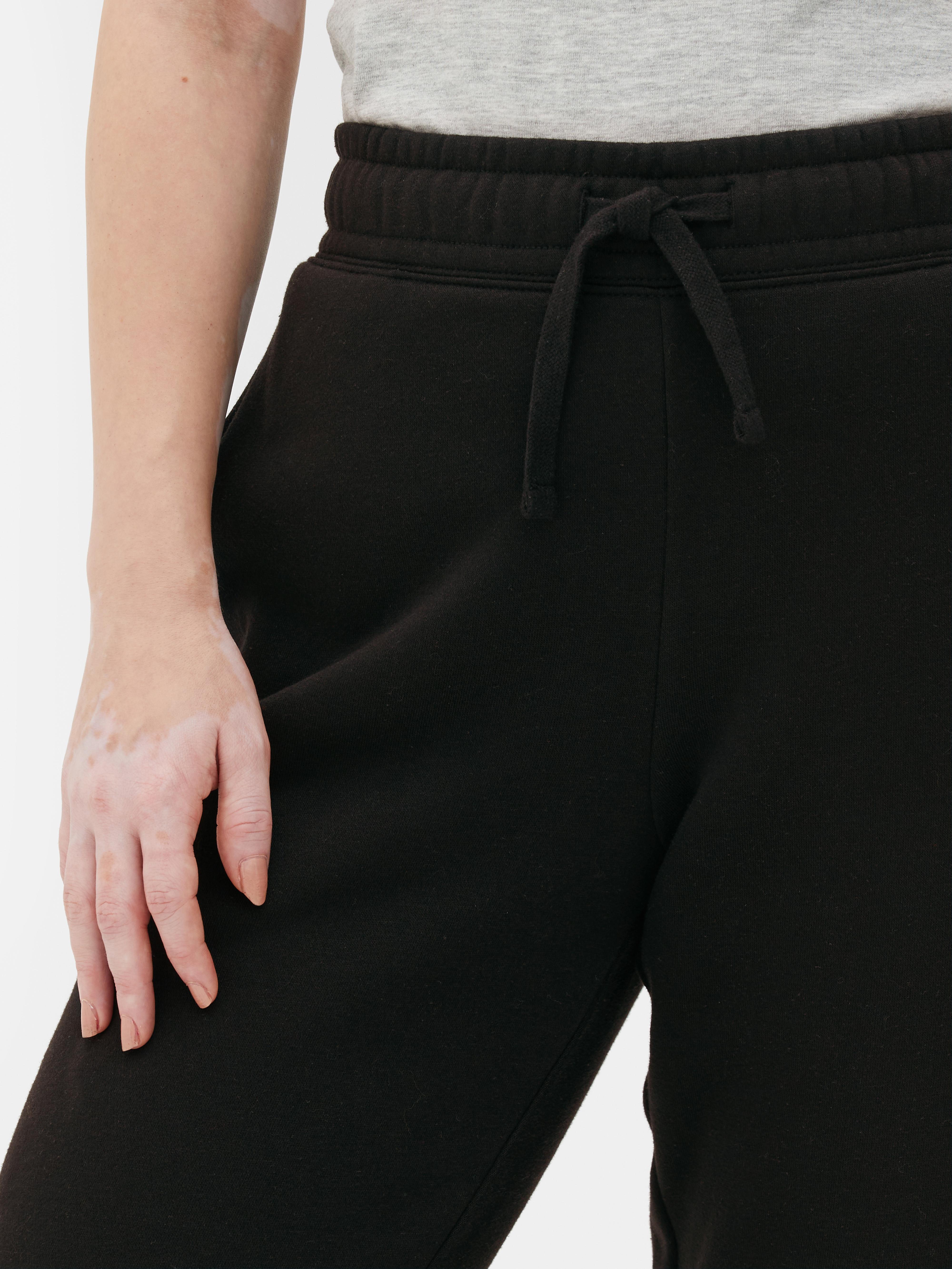 Womens Black Regular Fit Cuffed Joggers