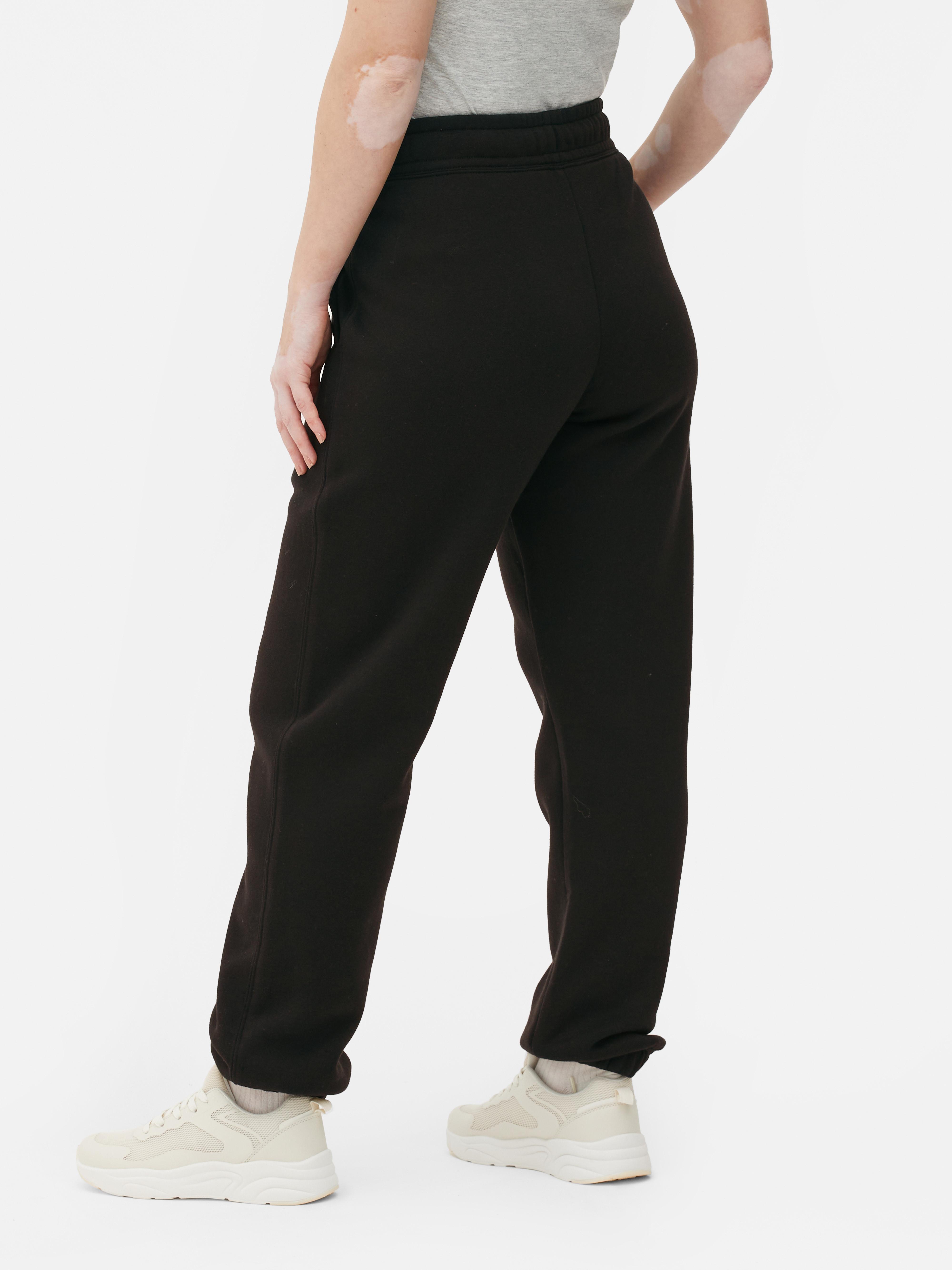 Womens Black Regular Fit Cuffed Joggers