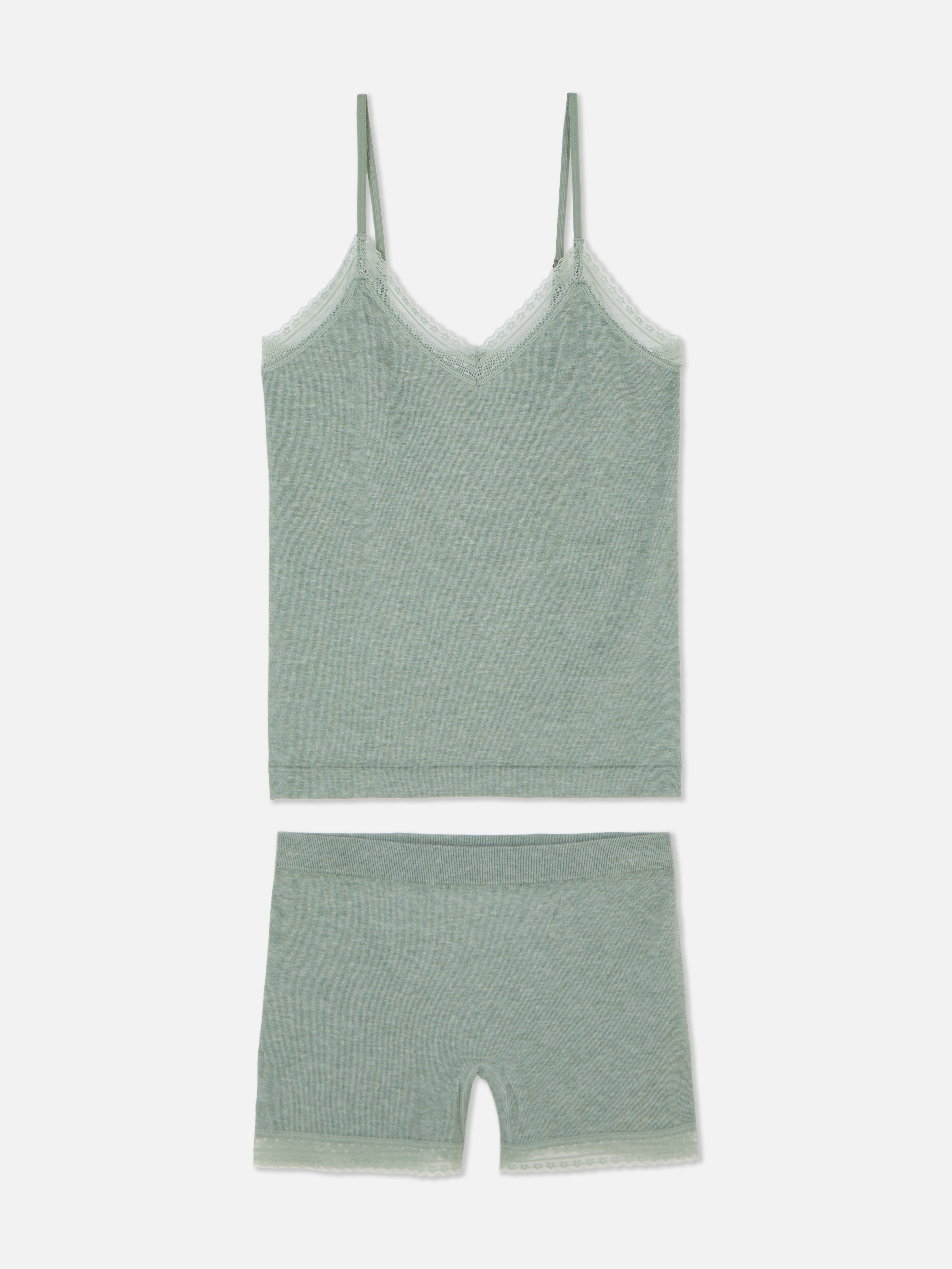 Women s Beige Stretch Cami and Shorts Pajama Set Primark