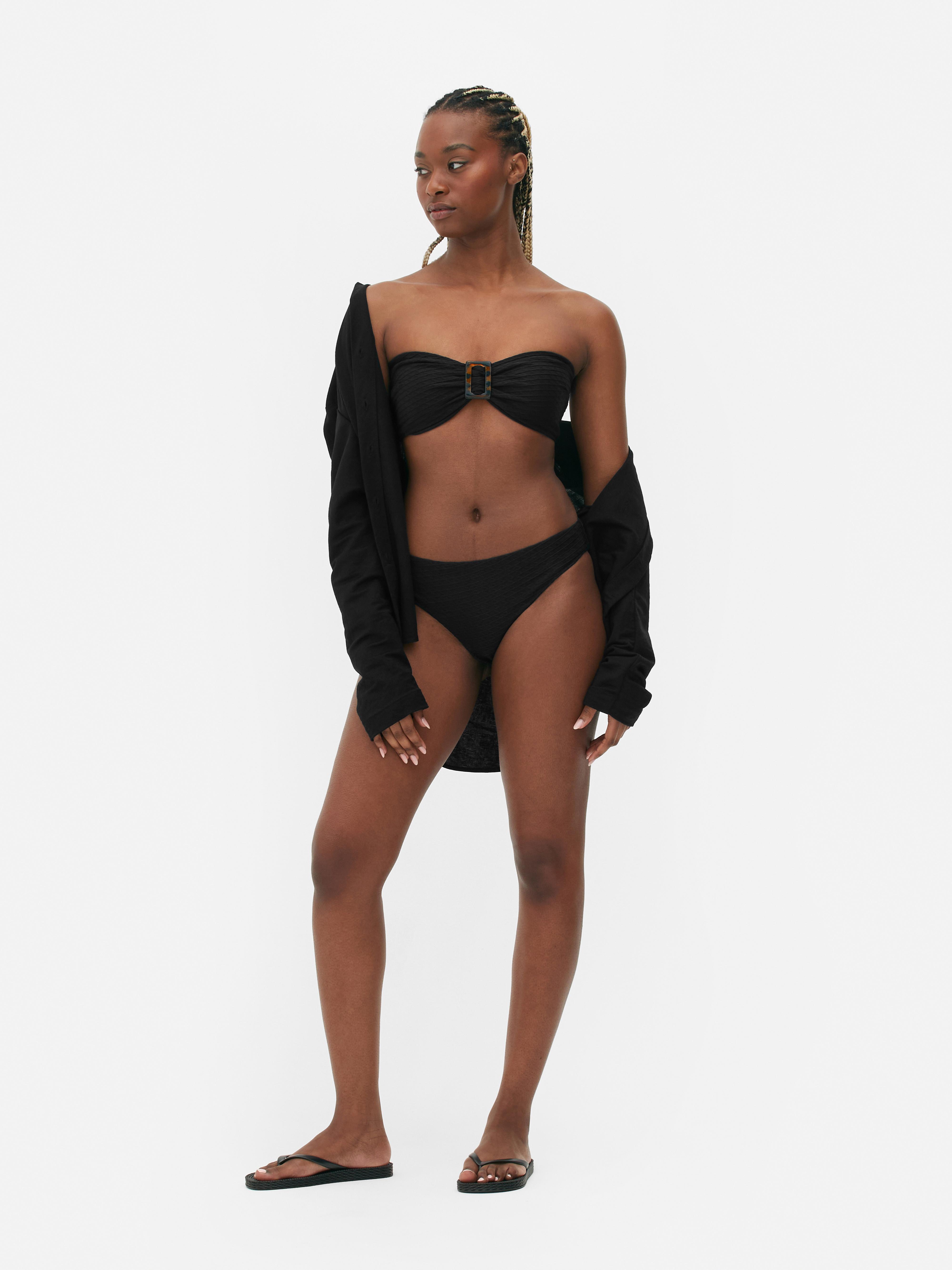 Textured Strapless Bandeau Bikini Top | Primark