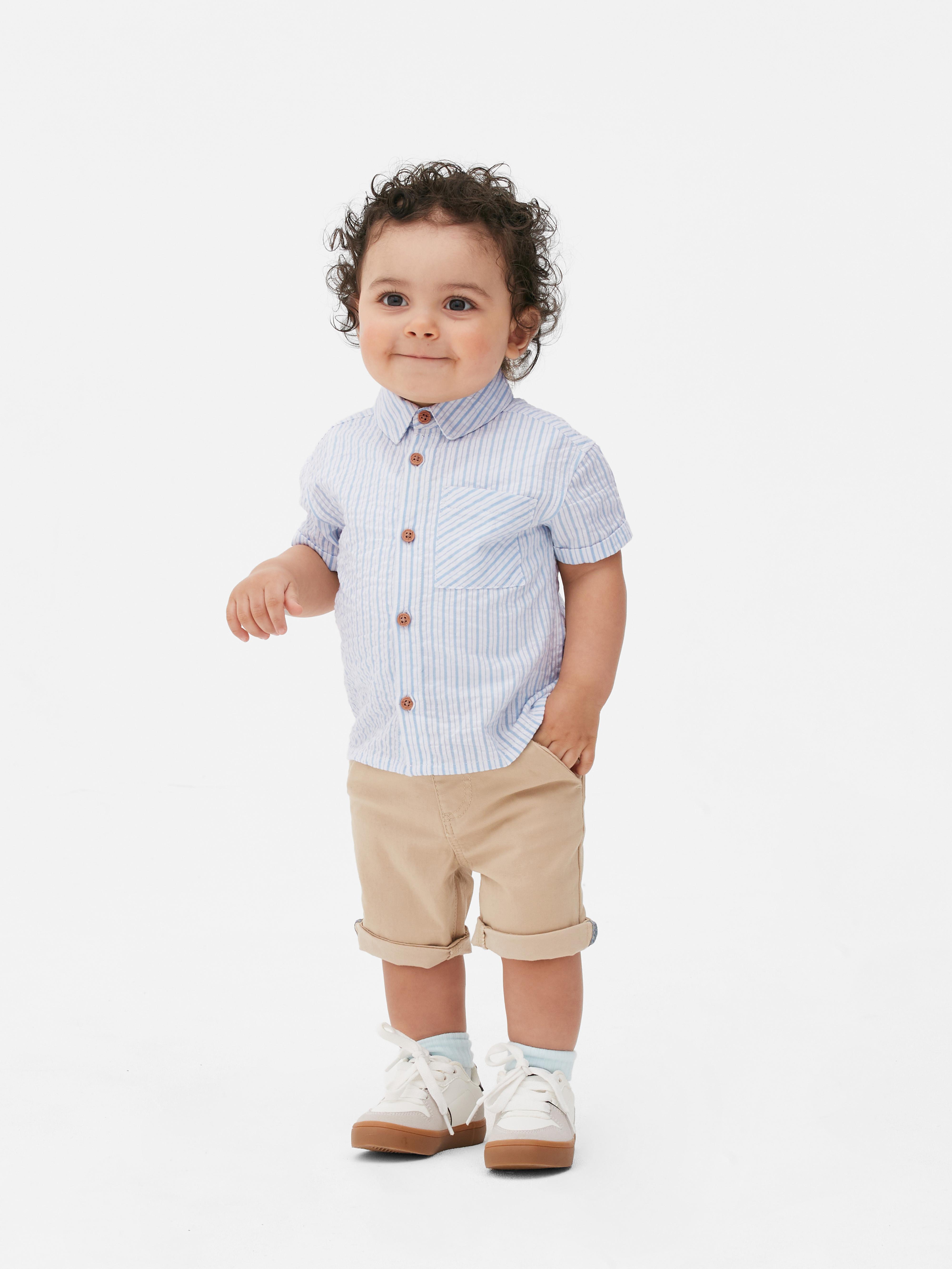 Baby Boys Light Blue Stripe Short Sleeve Shirt | Primark