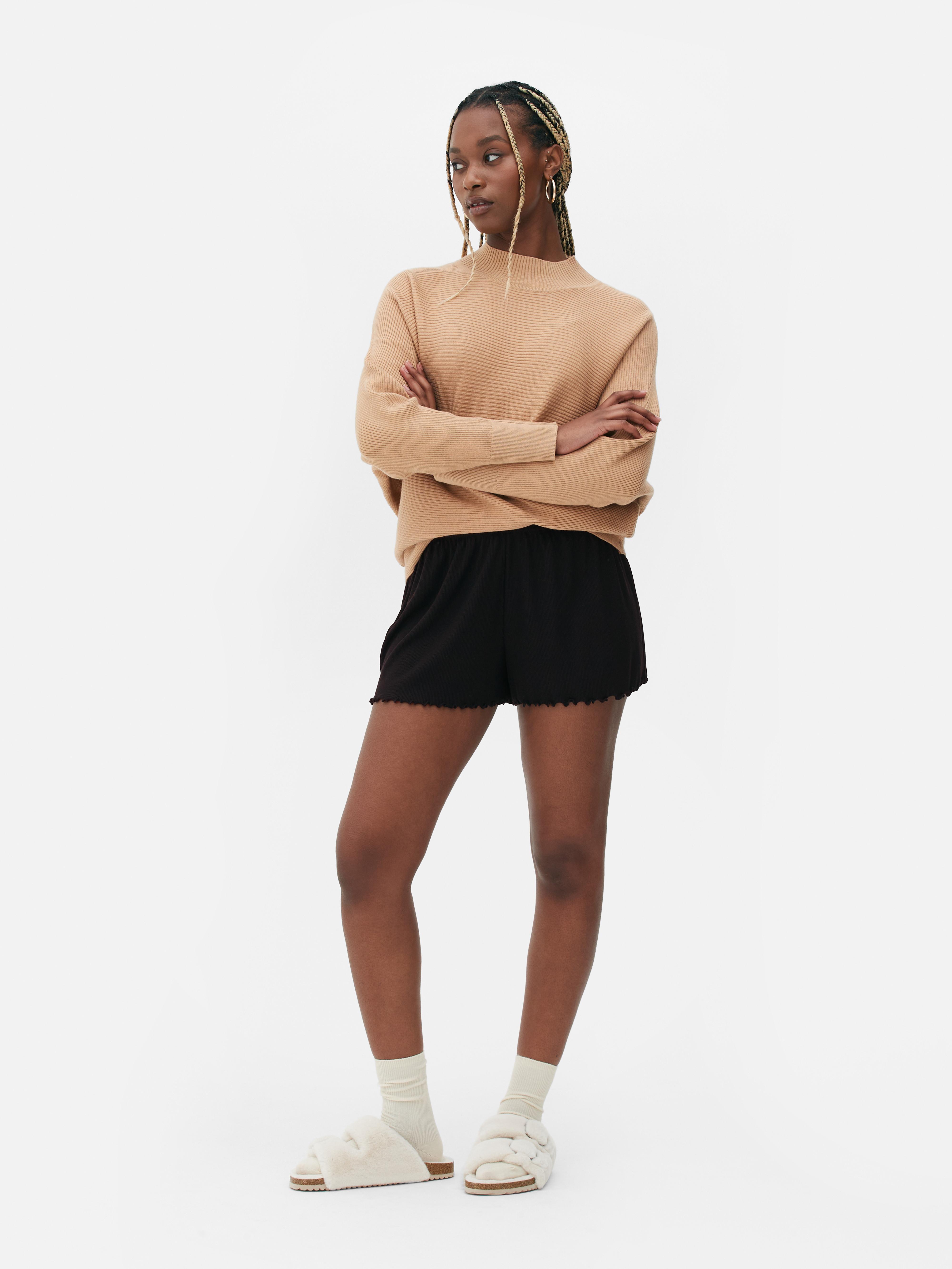 Gerippte Jersey-Lounge-Shorts