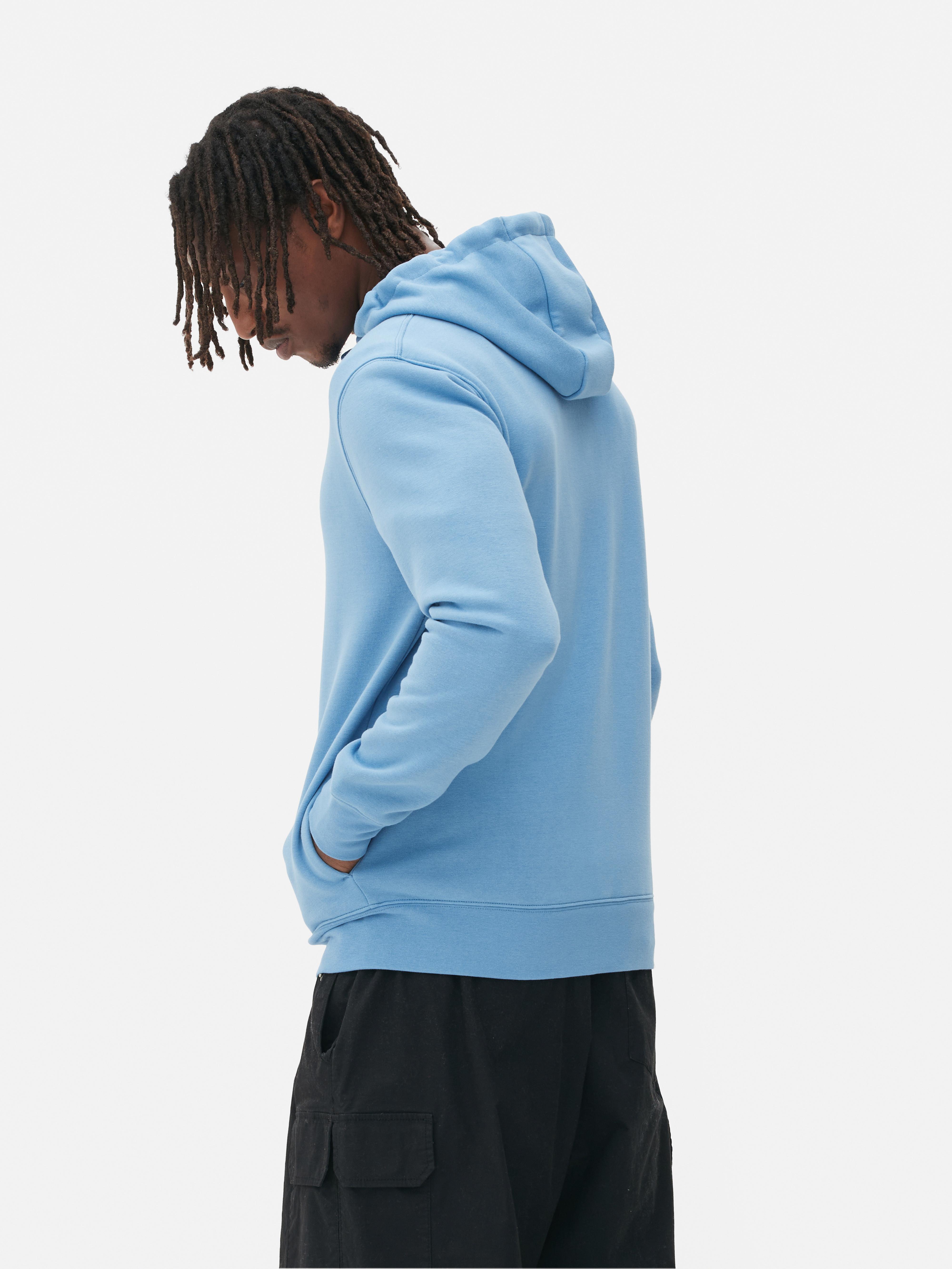 Mens Mid Blue Long Sleeve Zip Hoodie