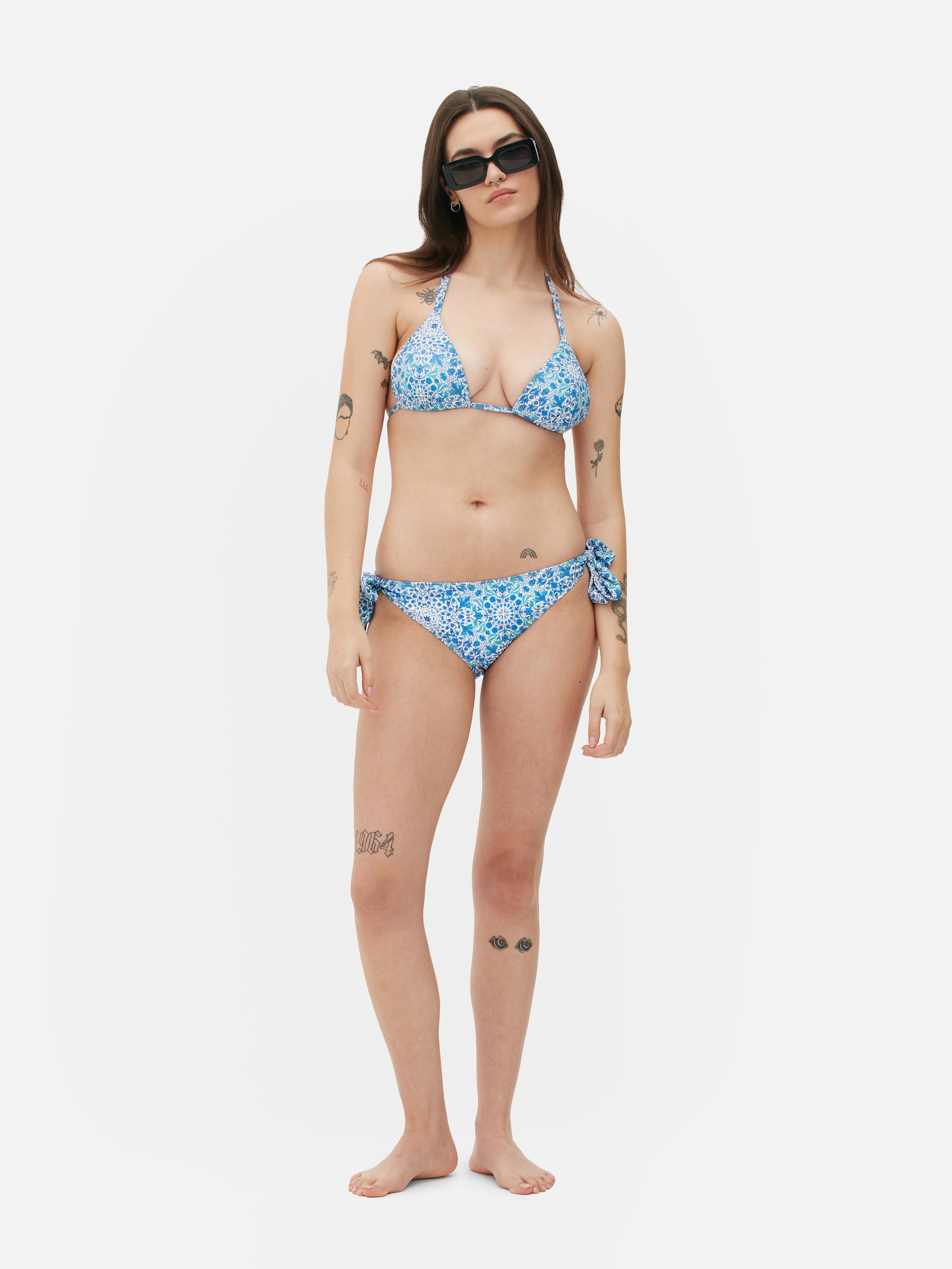 Women's Mid Blue SideTie Bikini Bottoms Primark