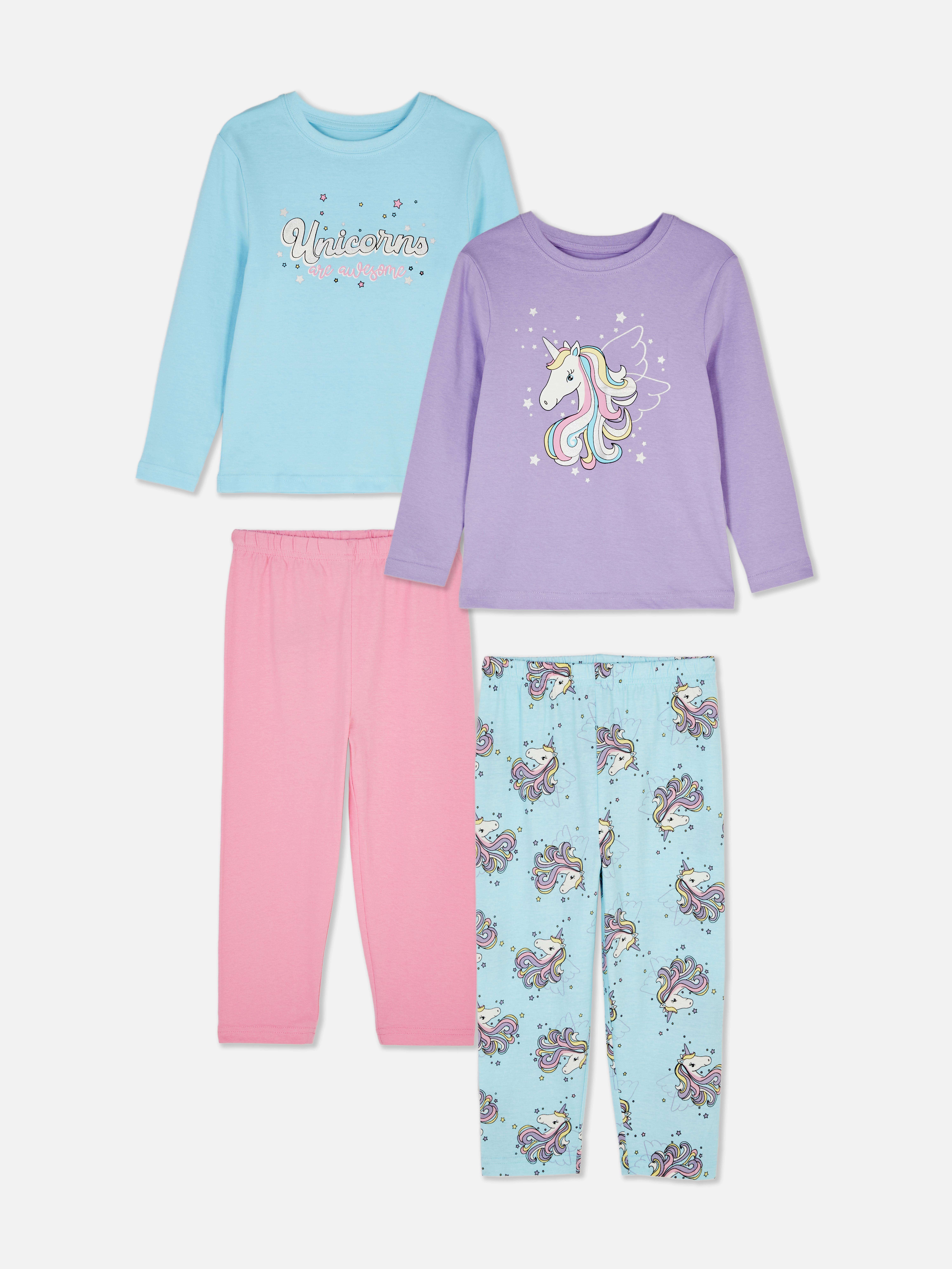 2pk Unicorn Print Long Pyjamas