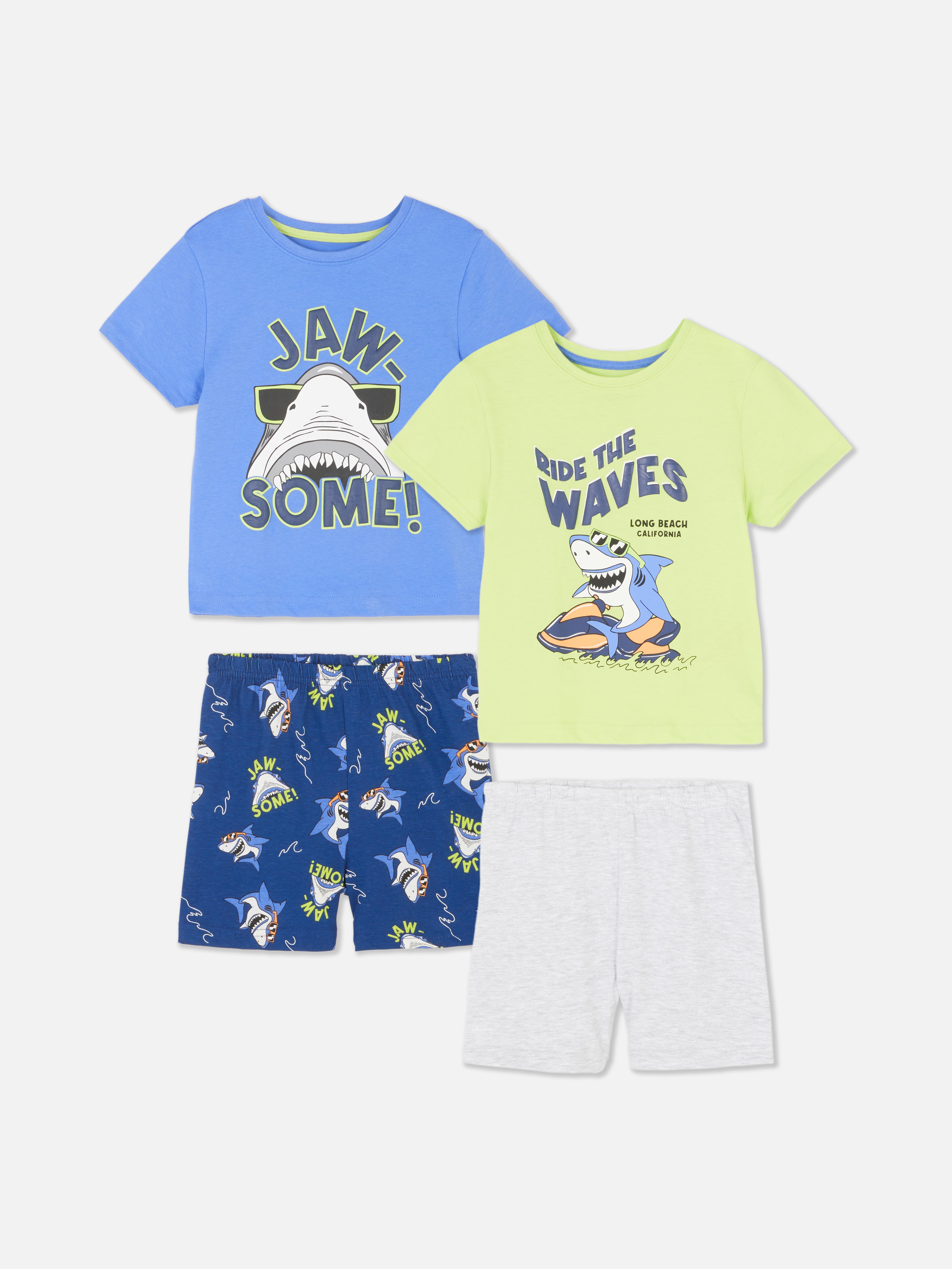 Pack de 2 pijamas con estampado gráfico de tiburones