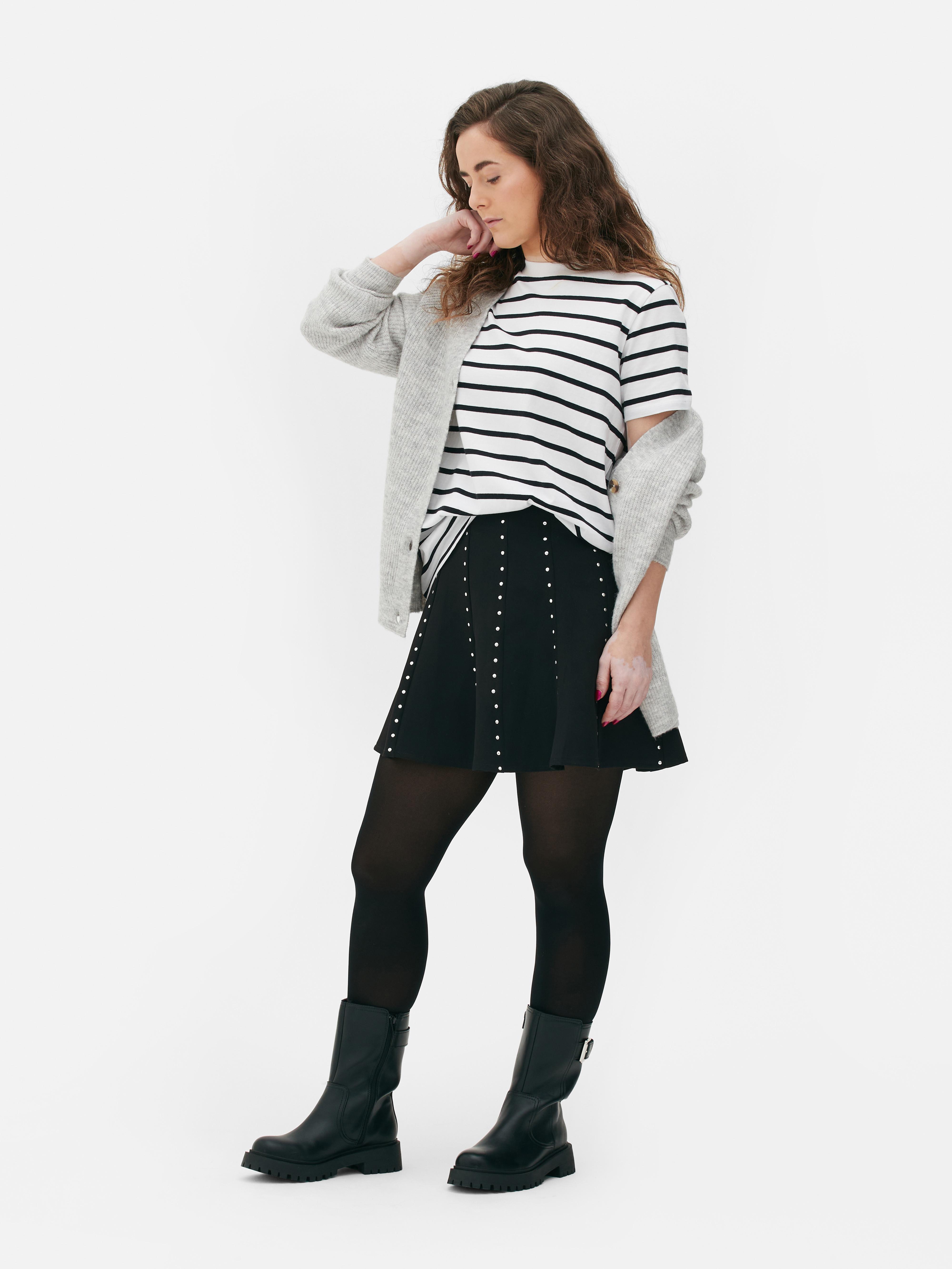 Black/White Striped Crew Neck T-Shirt | Primark