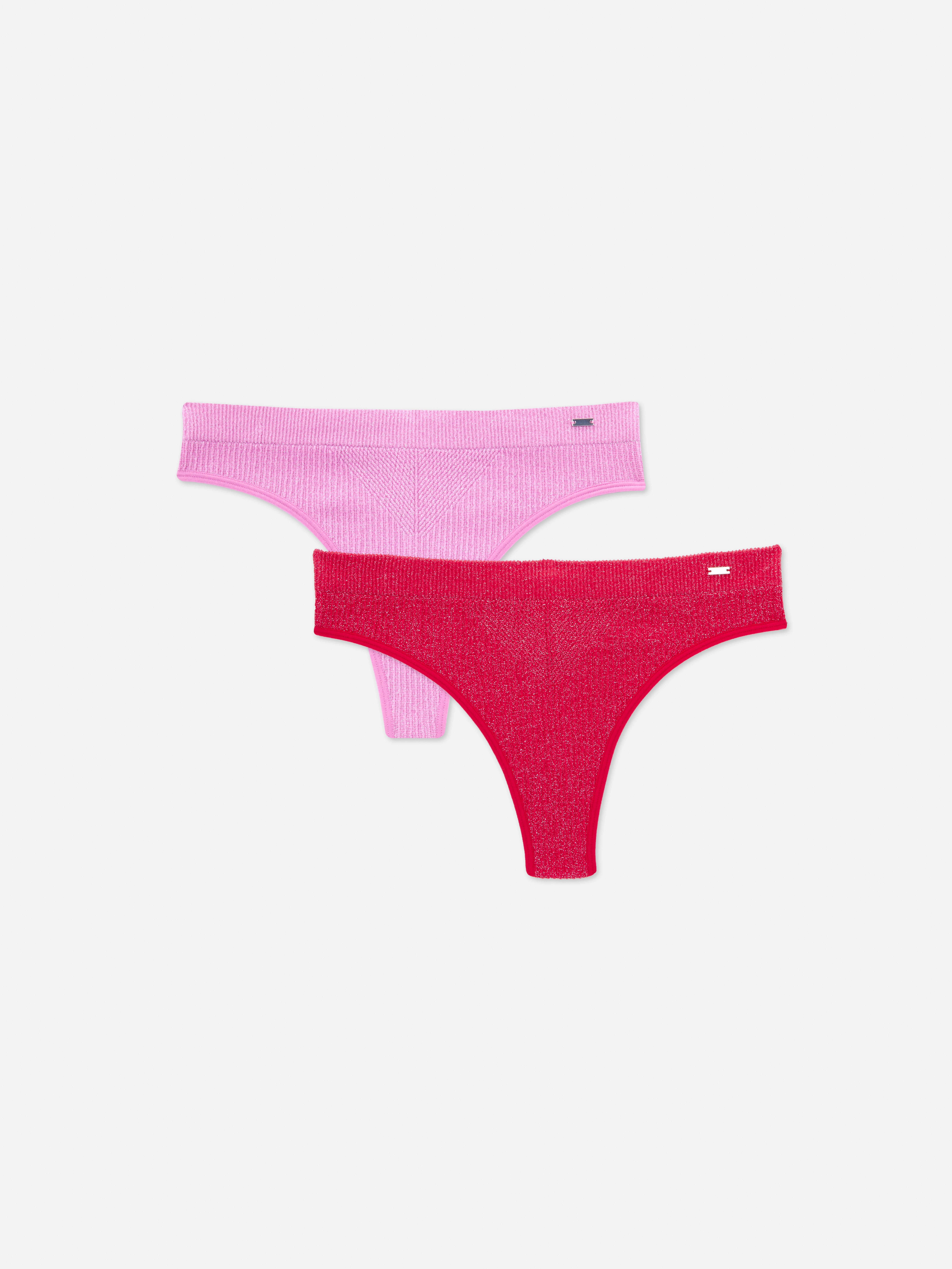 2-Pack Seamfree Sparkly Ribbed Thongs