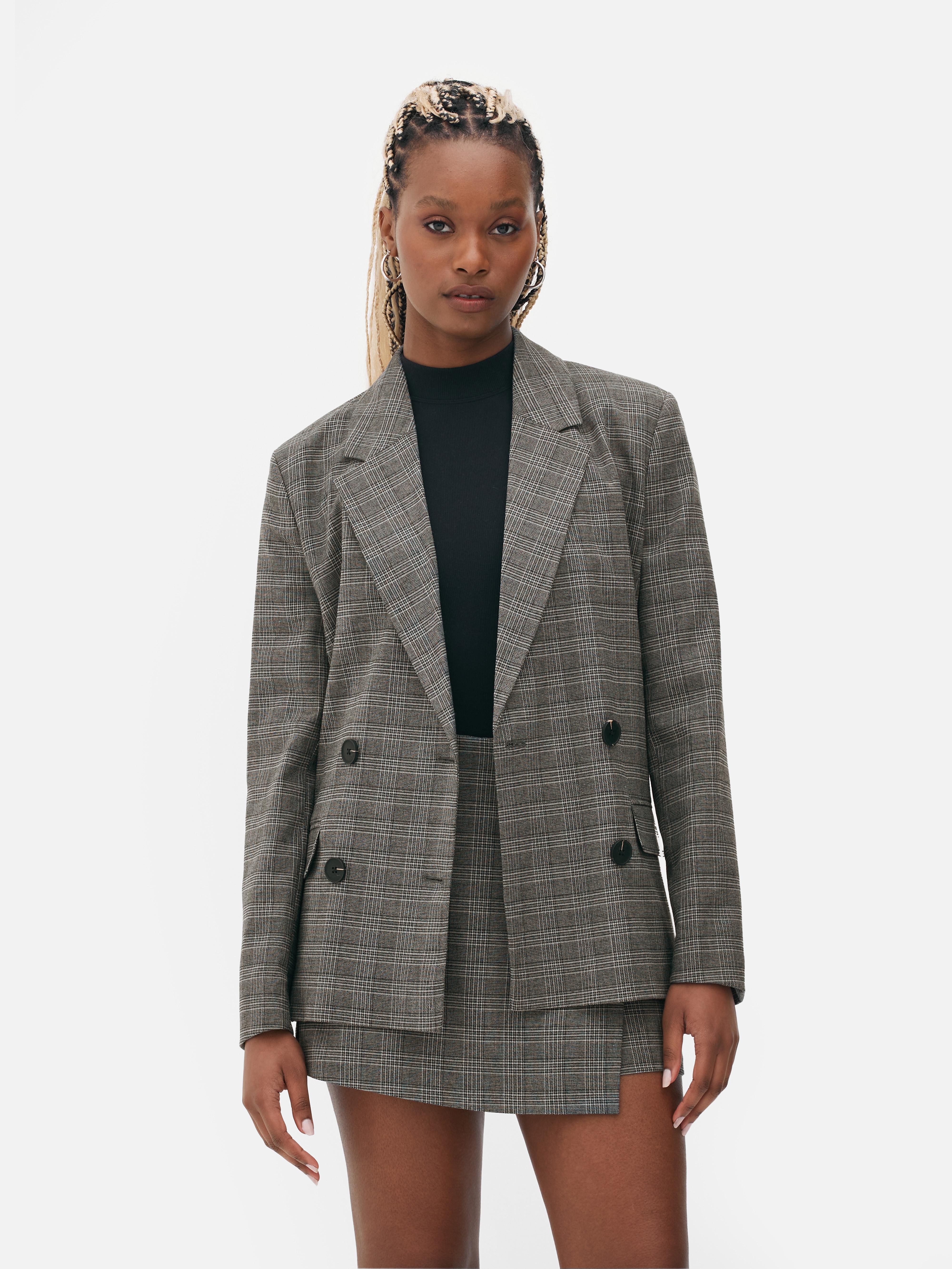Double Breasted Glen Plaid Coat