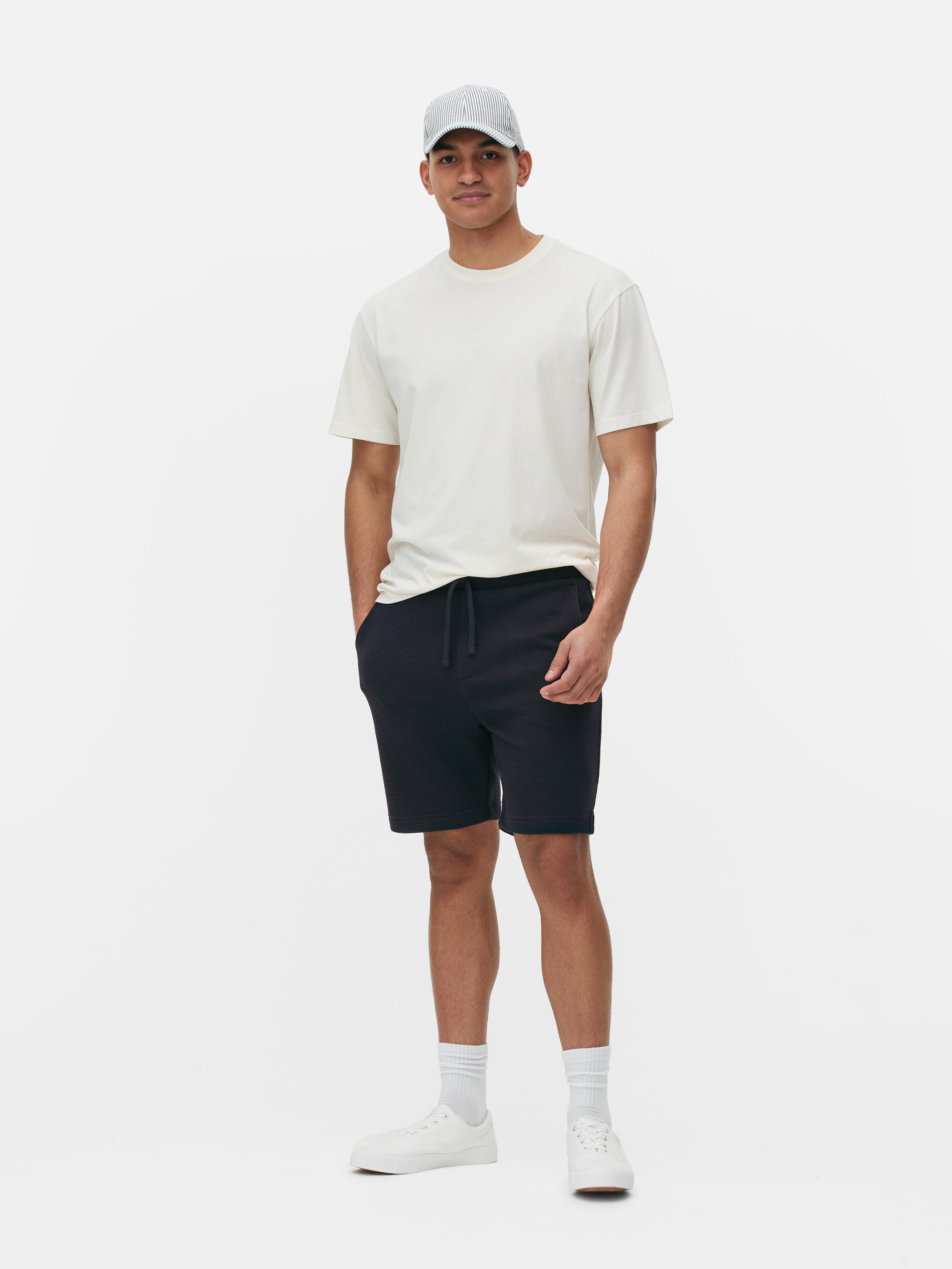 Shorts in Waffeloptik mit Kordelzug