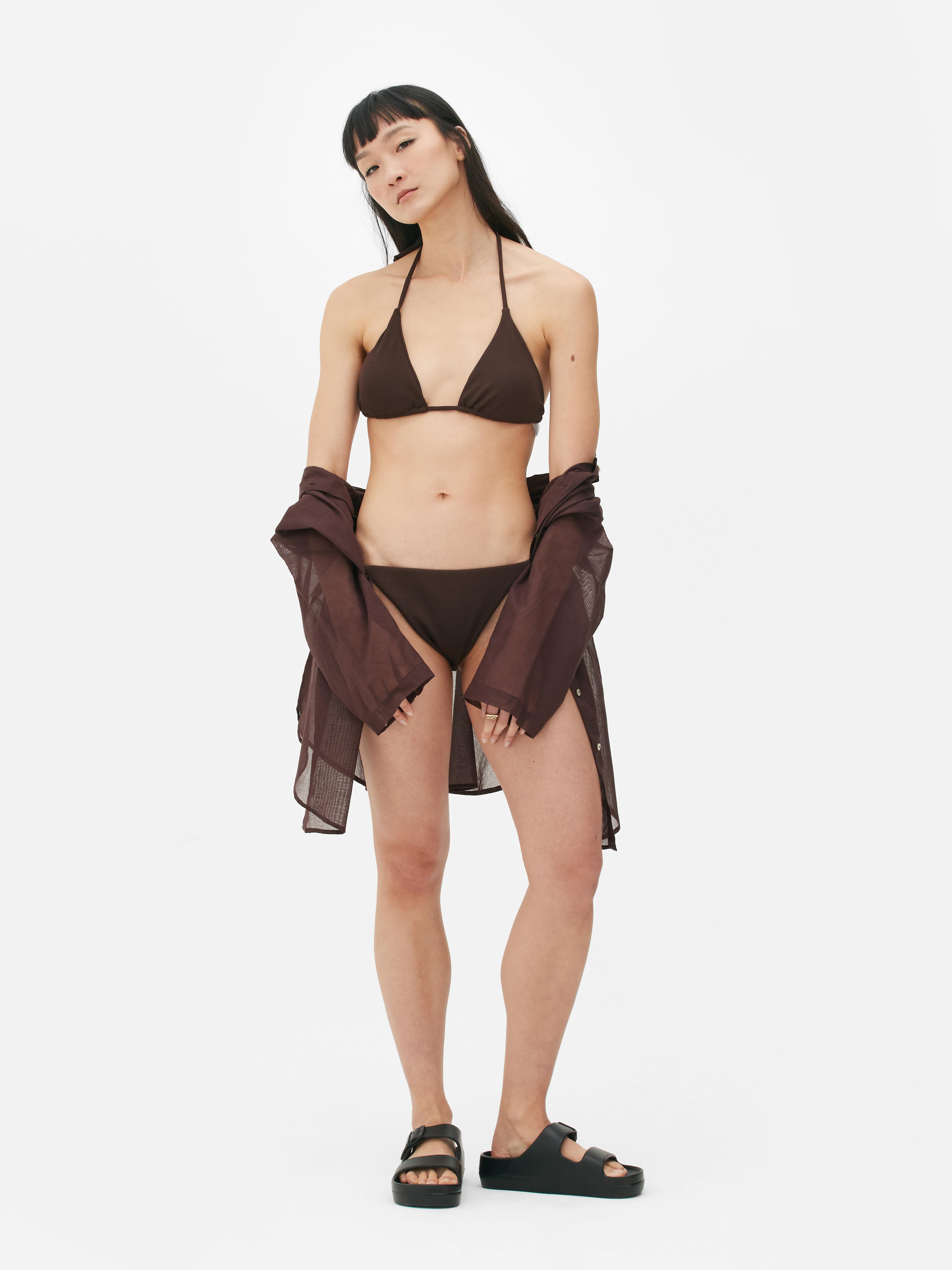 Womens Brown Triangle Bikini Top