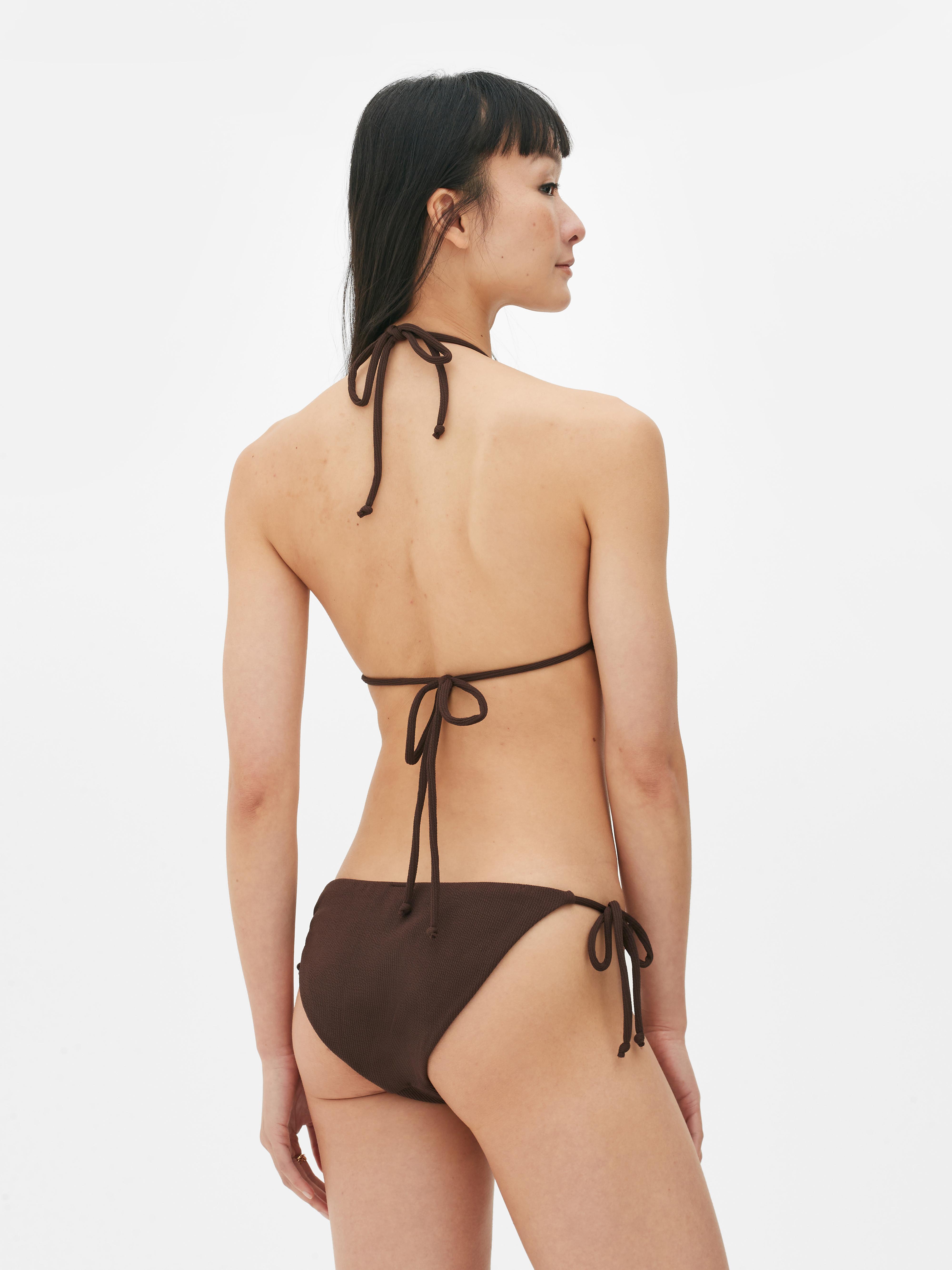 Womens Brown Triangle Bikini Top