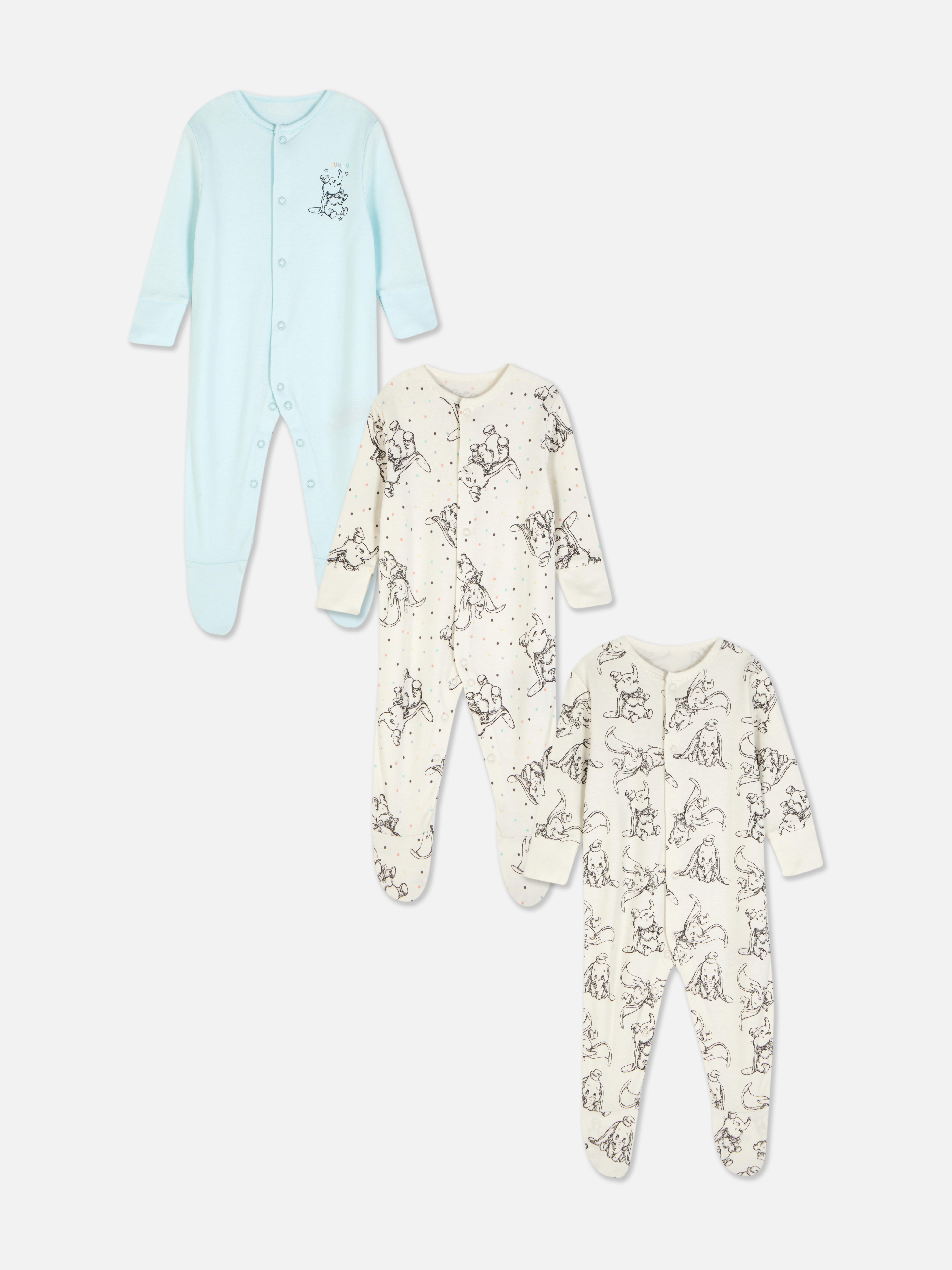 3pk Disney’s Dumbo Sleepsuits