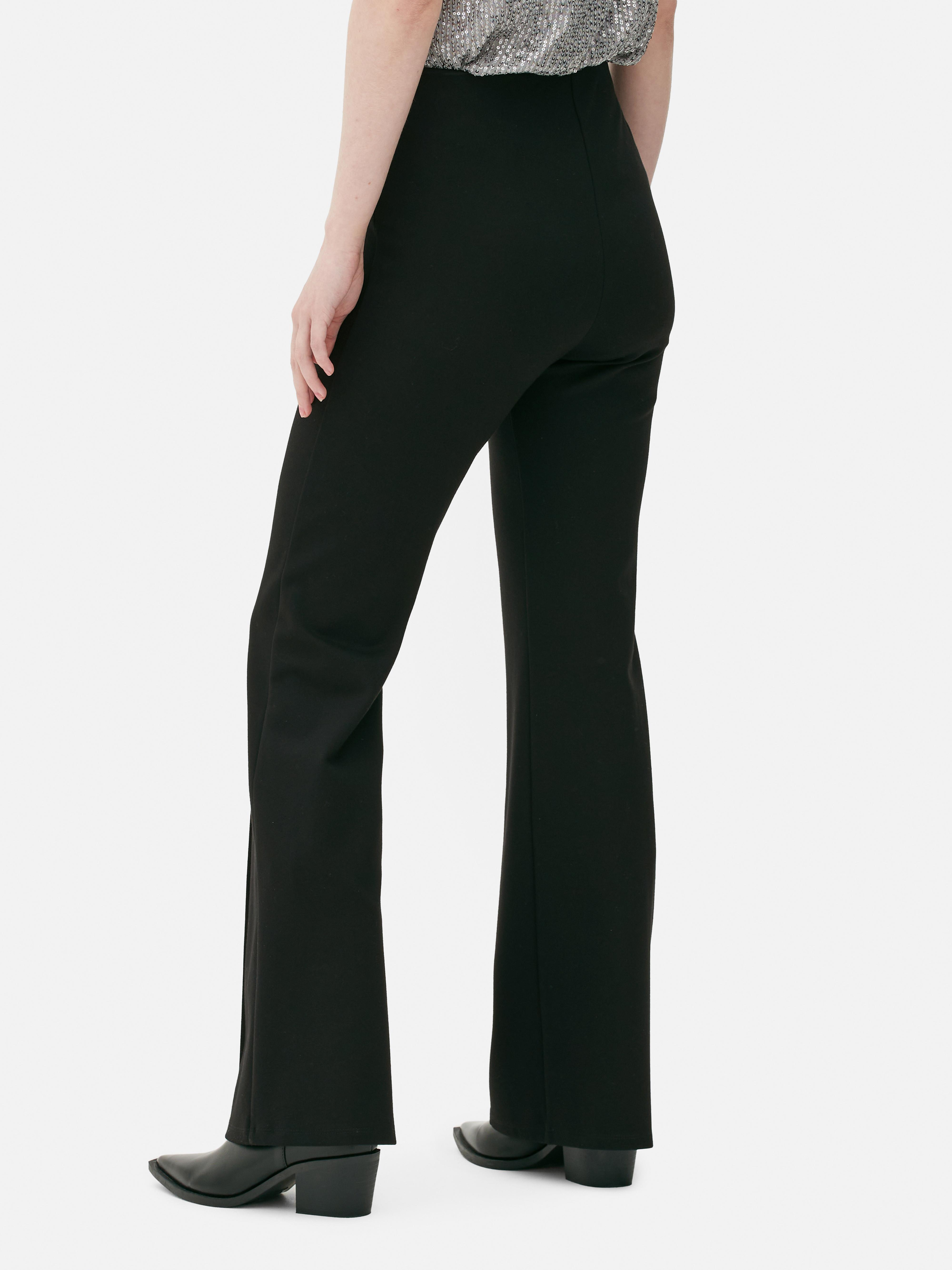 Womens Black Ponte Flared Trousers Primark