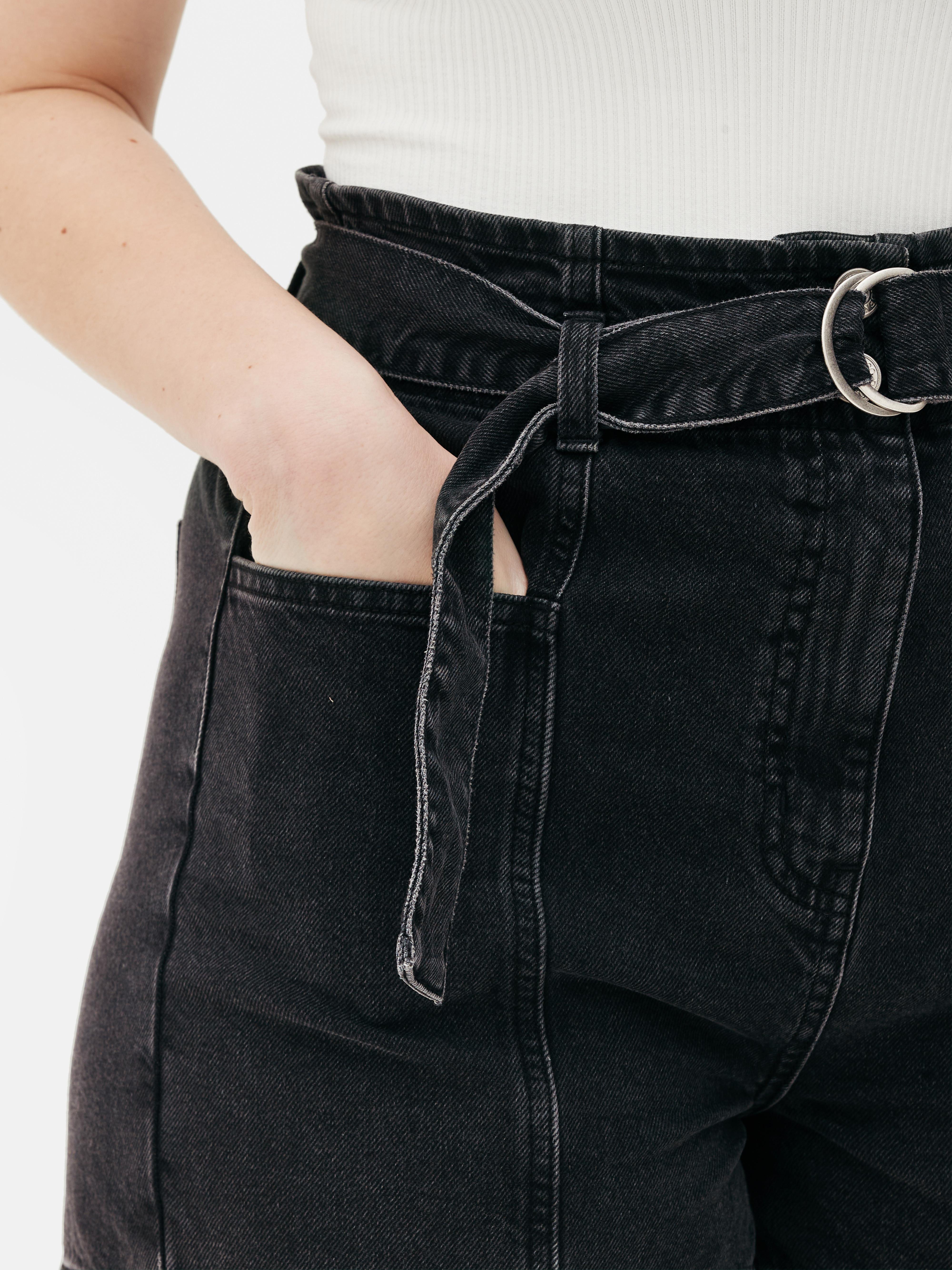 Womens Black Paperbag Denim Shorts | Primark
