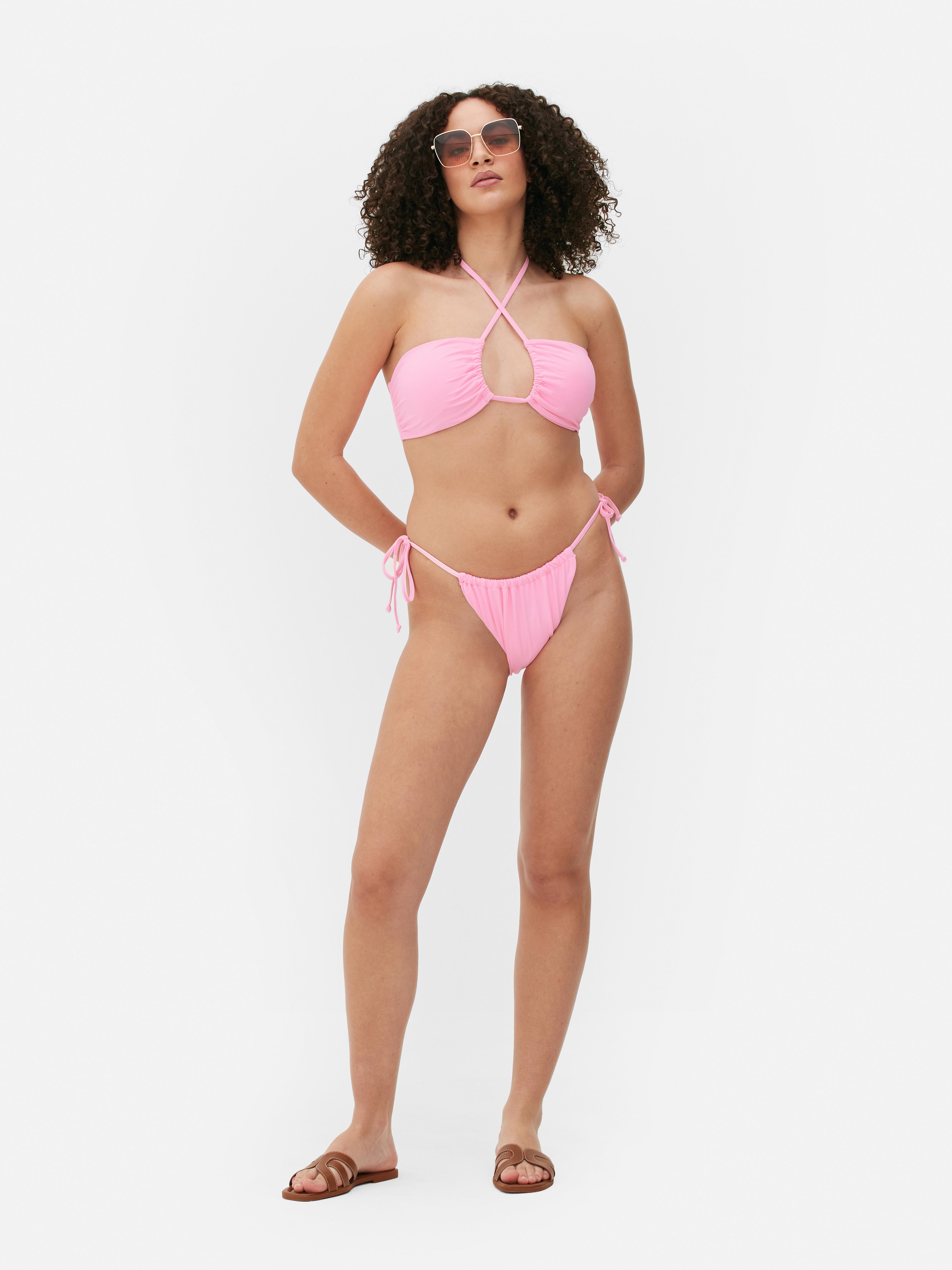 Women's Hot Pink Side Tie Bikini Bottoms Primark