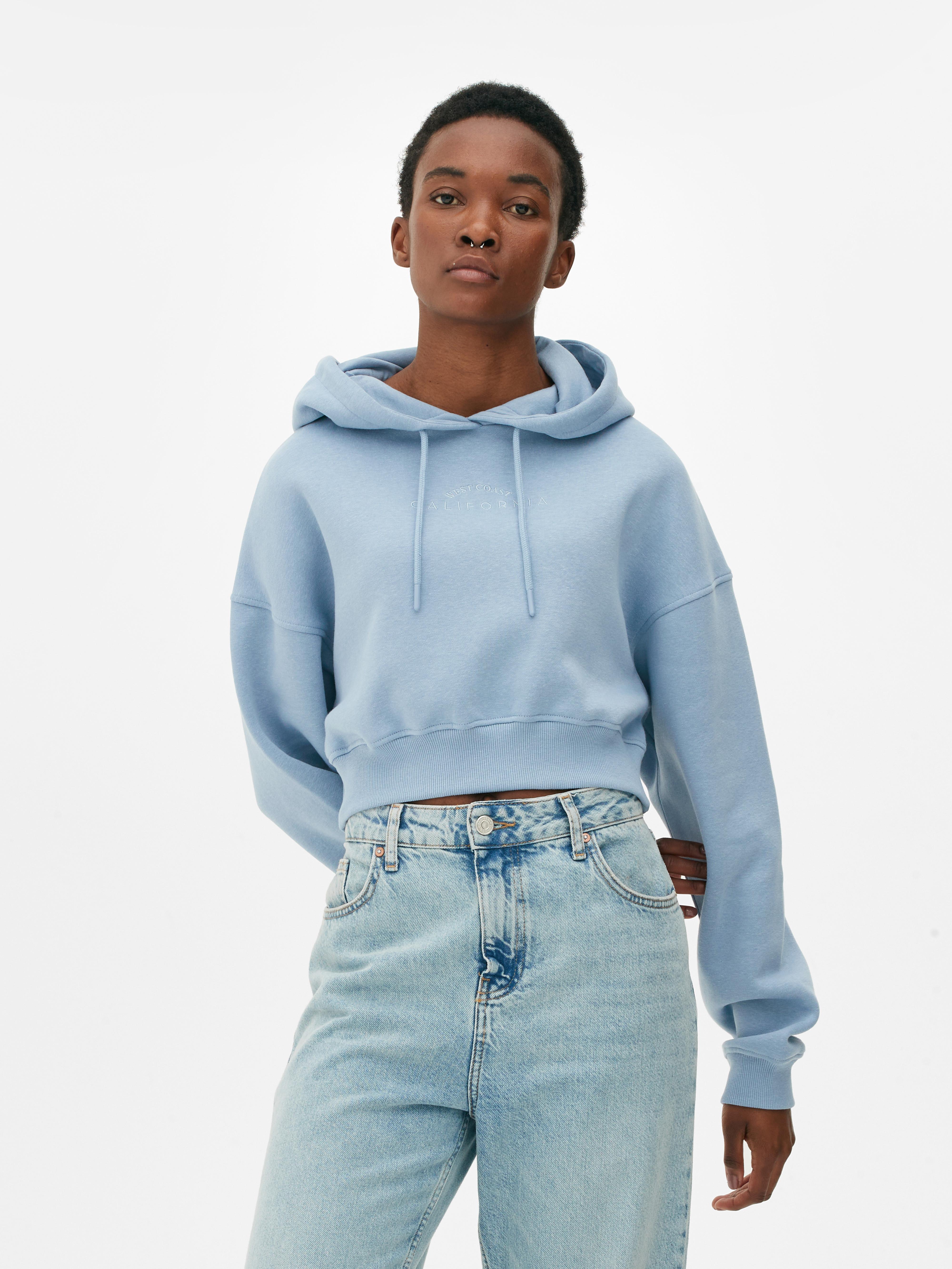 Crop drawstring online hoodie