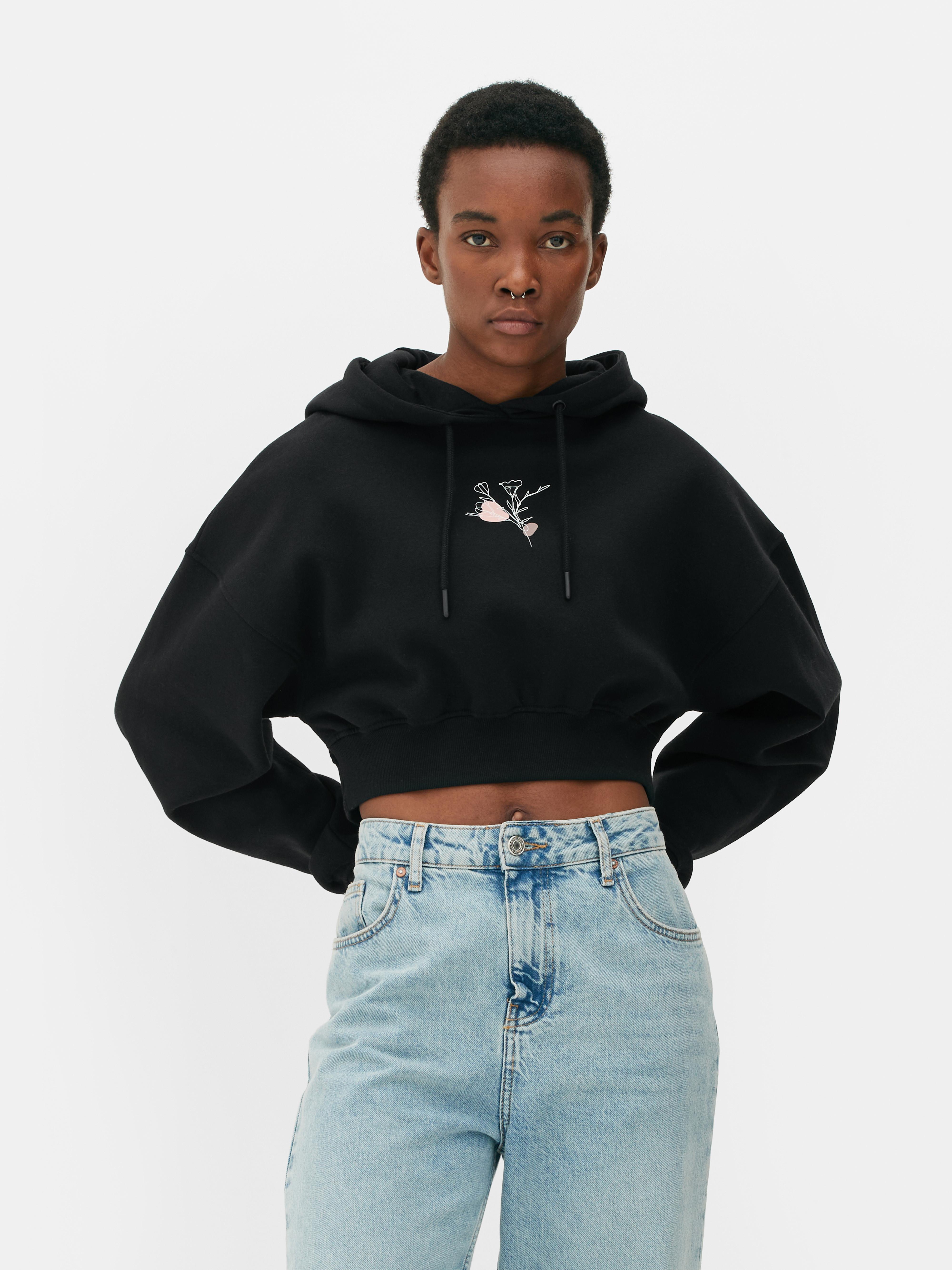 Cropped hoodie shop with drawstring waist