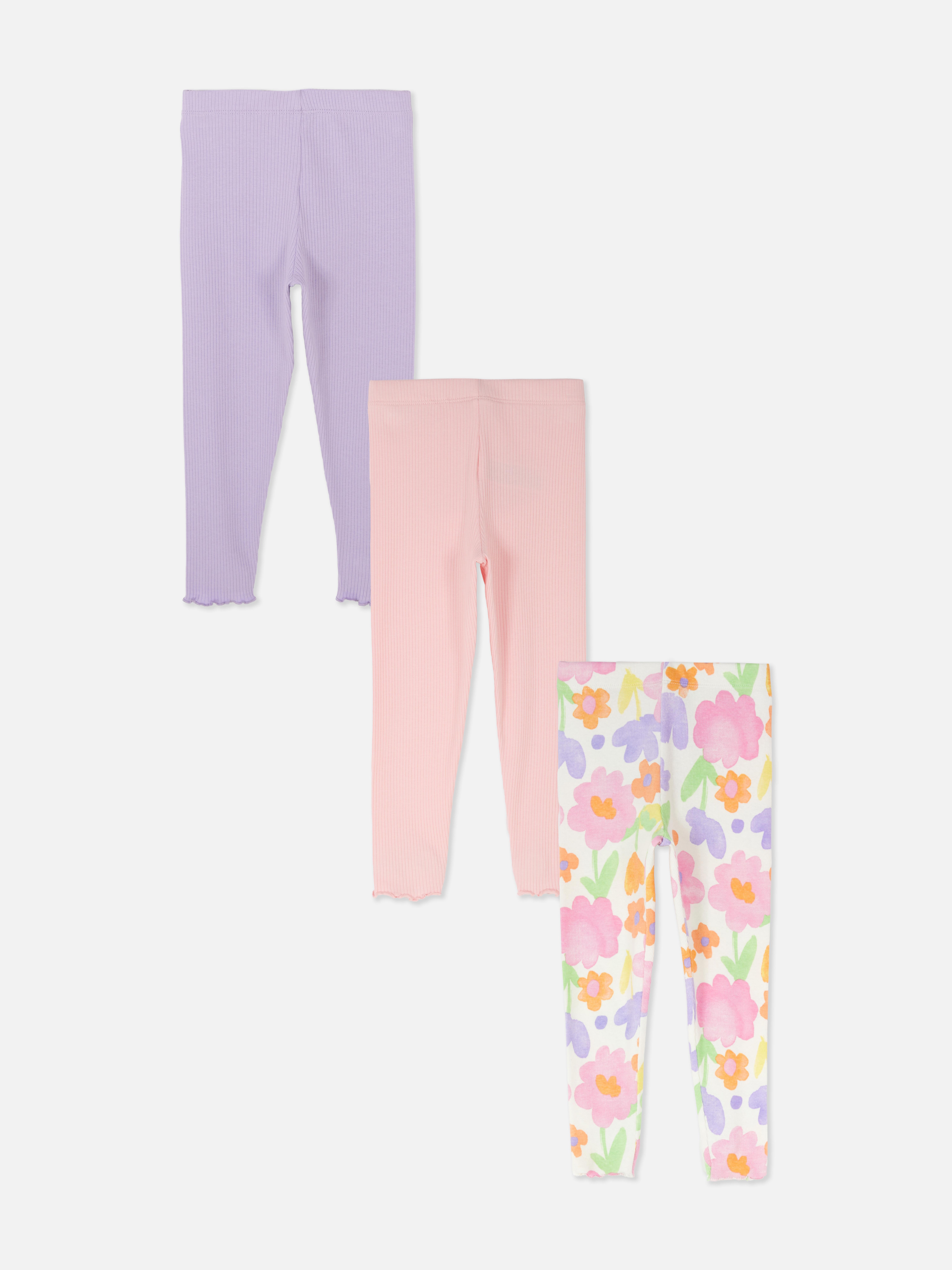 Legginsy z muszelkowym wykończeniem, 3 pary