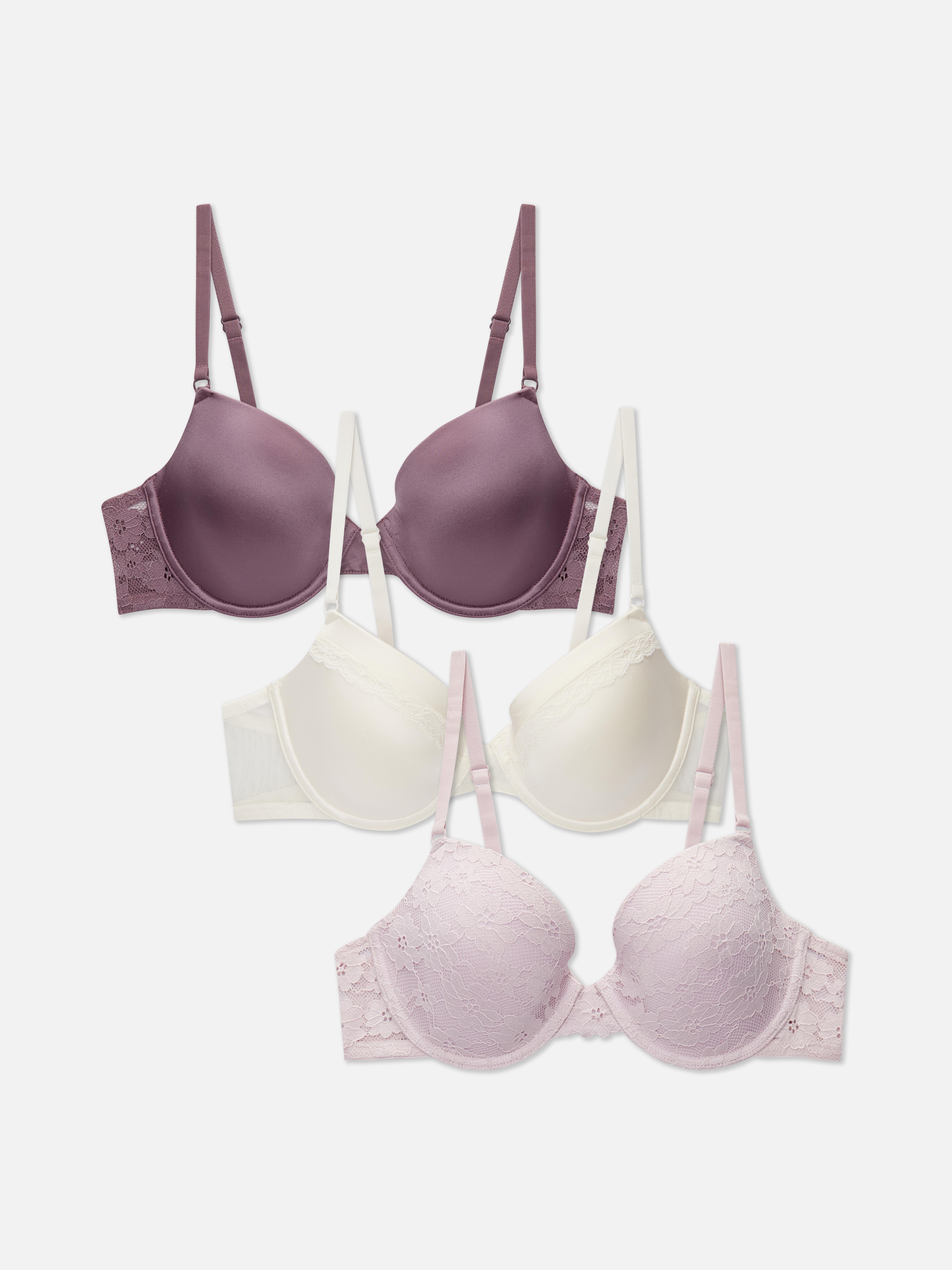 3-Pack Lace Push-Up Plunge Bras