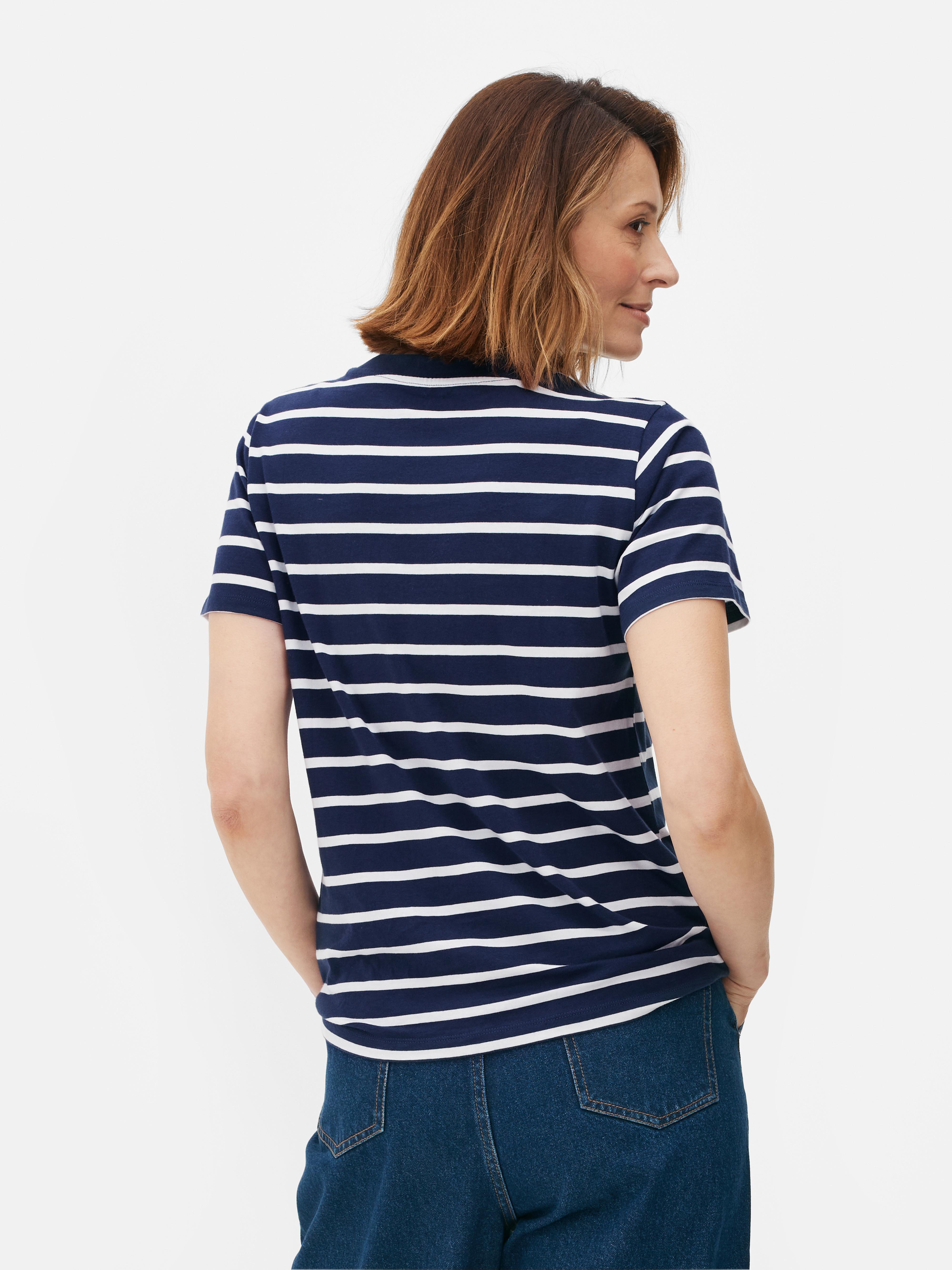 Primark ocean club navy style black and white stripe tube top push