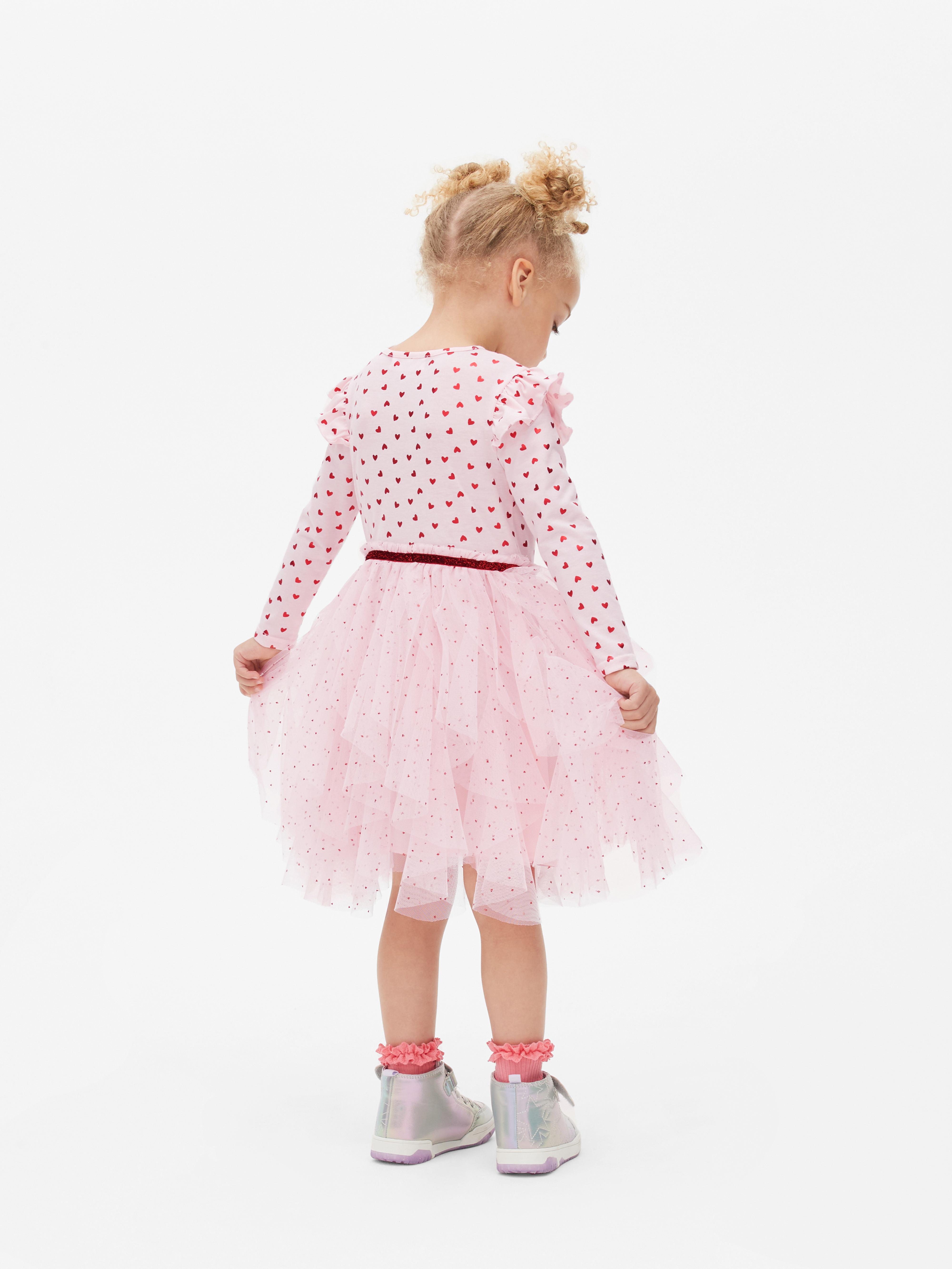 Girls Pink Sequin Heart Tutu Dress Primark